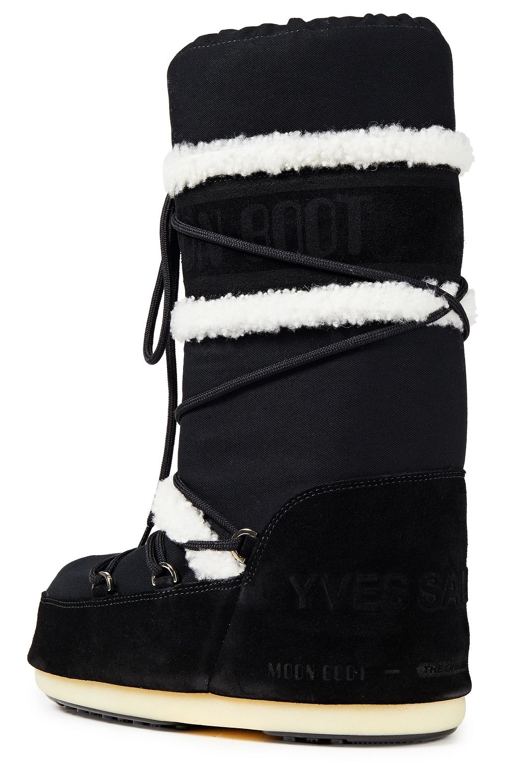 MOON BOOT Lace-up shearling-trimmed cotton-twill and suede snow boots