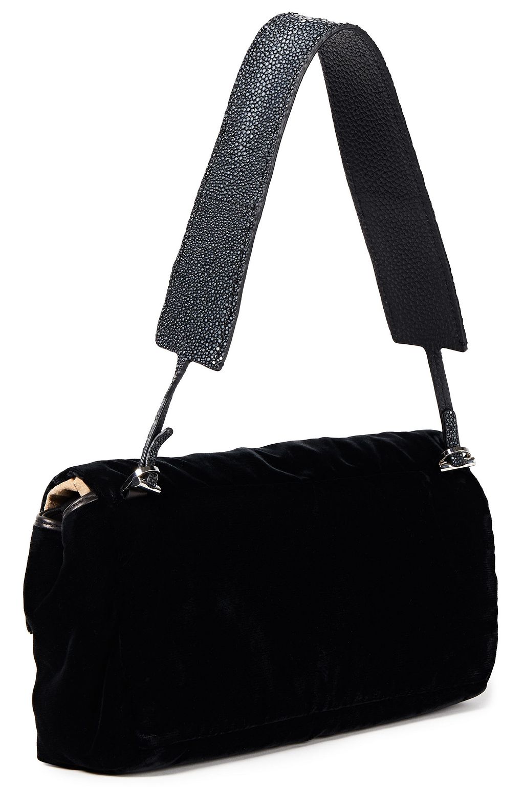 THE ROW Schultertasche aus Samt mit Elapheleder-Besatz