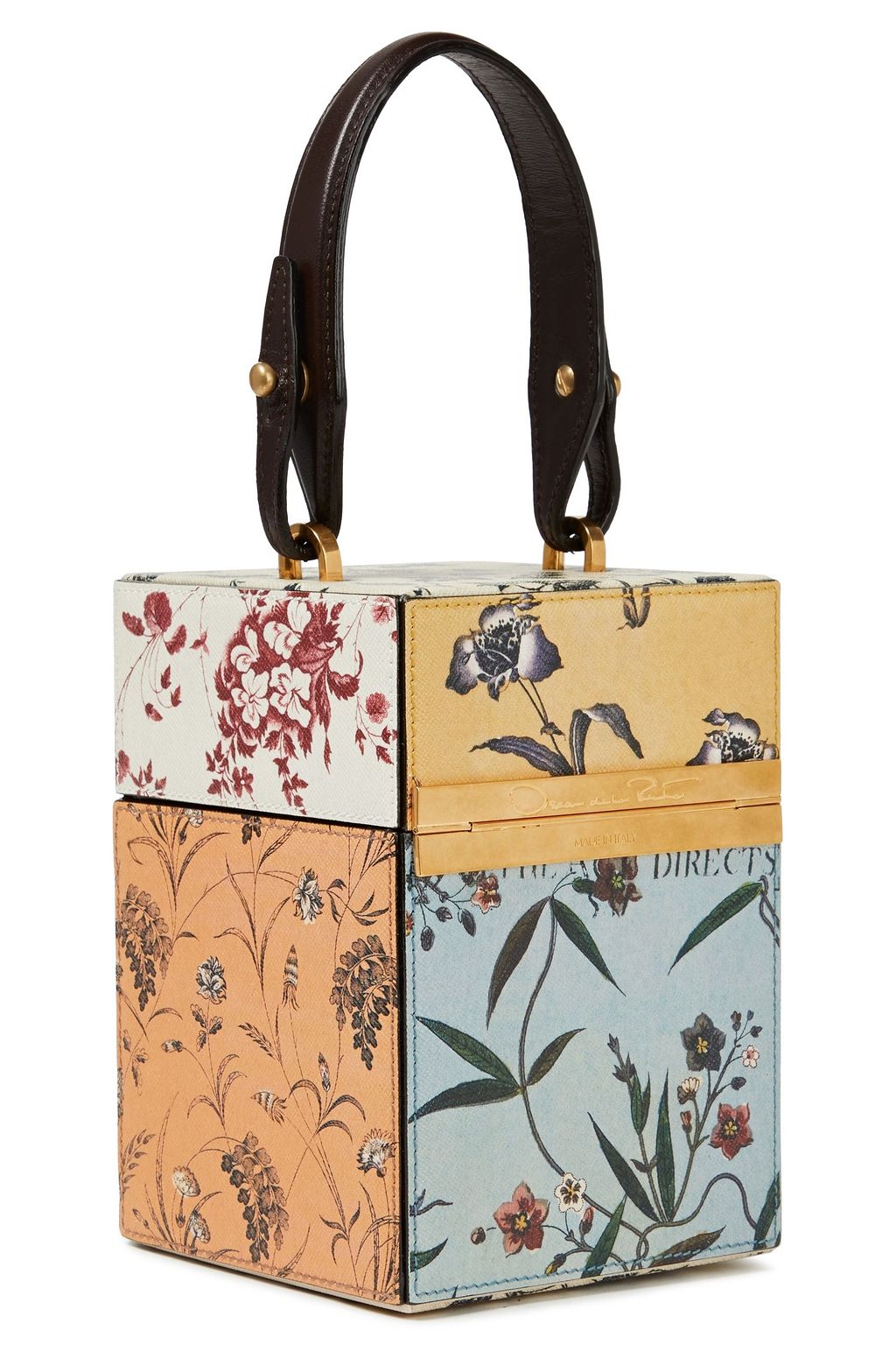 OSCAR DE LA RENTA Mini Alibi floral-print textured-leather tote