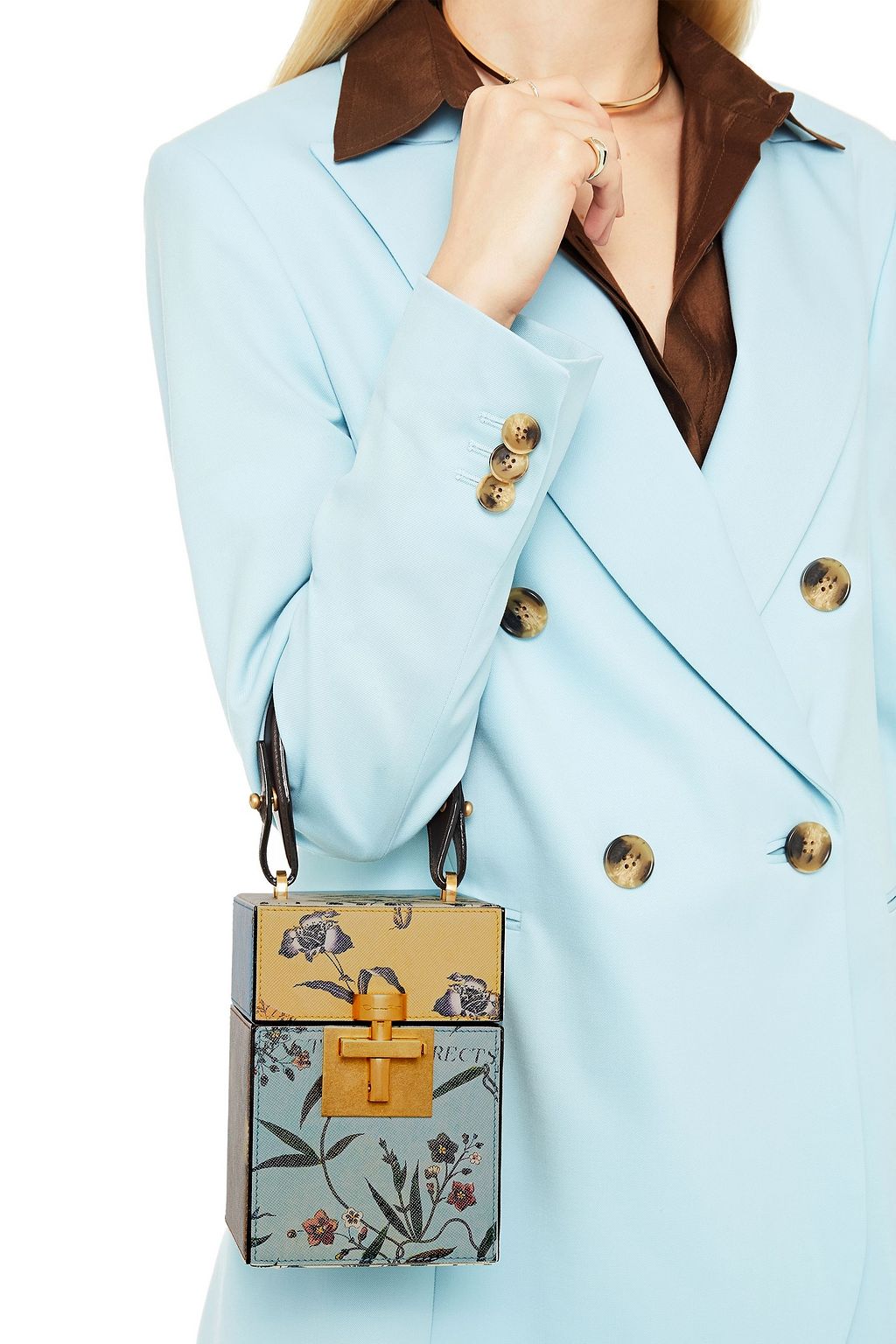 OSCAR DE LA RENTA Mini Alibi floral-print textured-leather tote