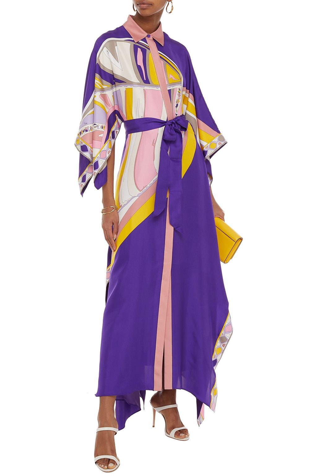 PUCCI Belted printed silk-twill maxi dress