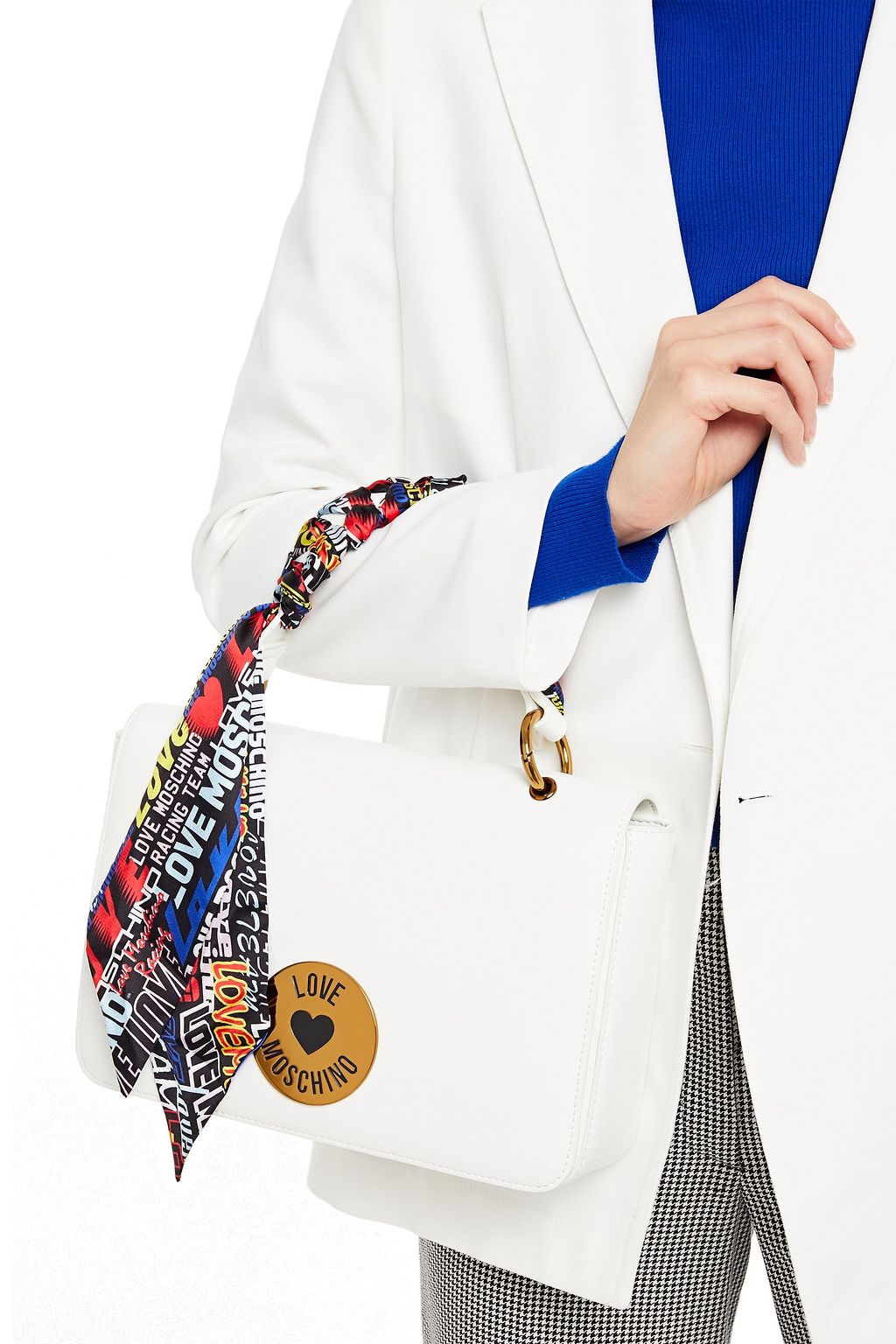 LOVE MOSCHINO Printed satin-trimmed faux leather tote