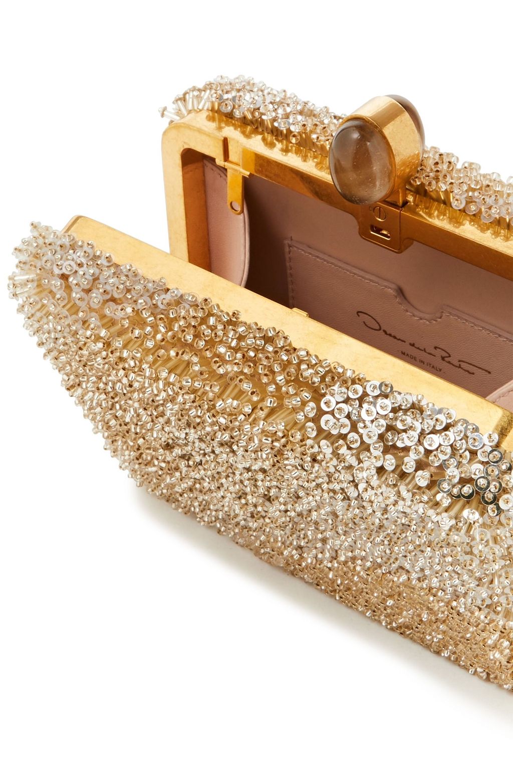 OSCAR DE LA RENTA Embellished satin box clutch