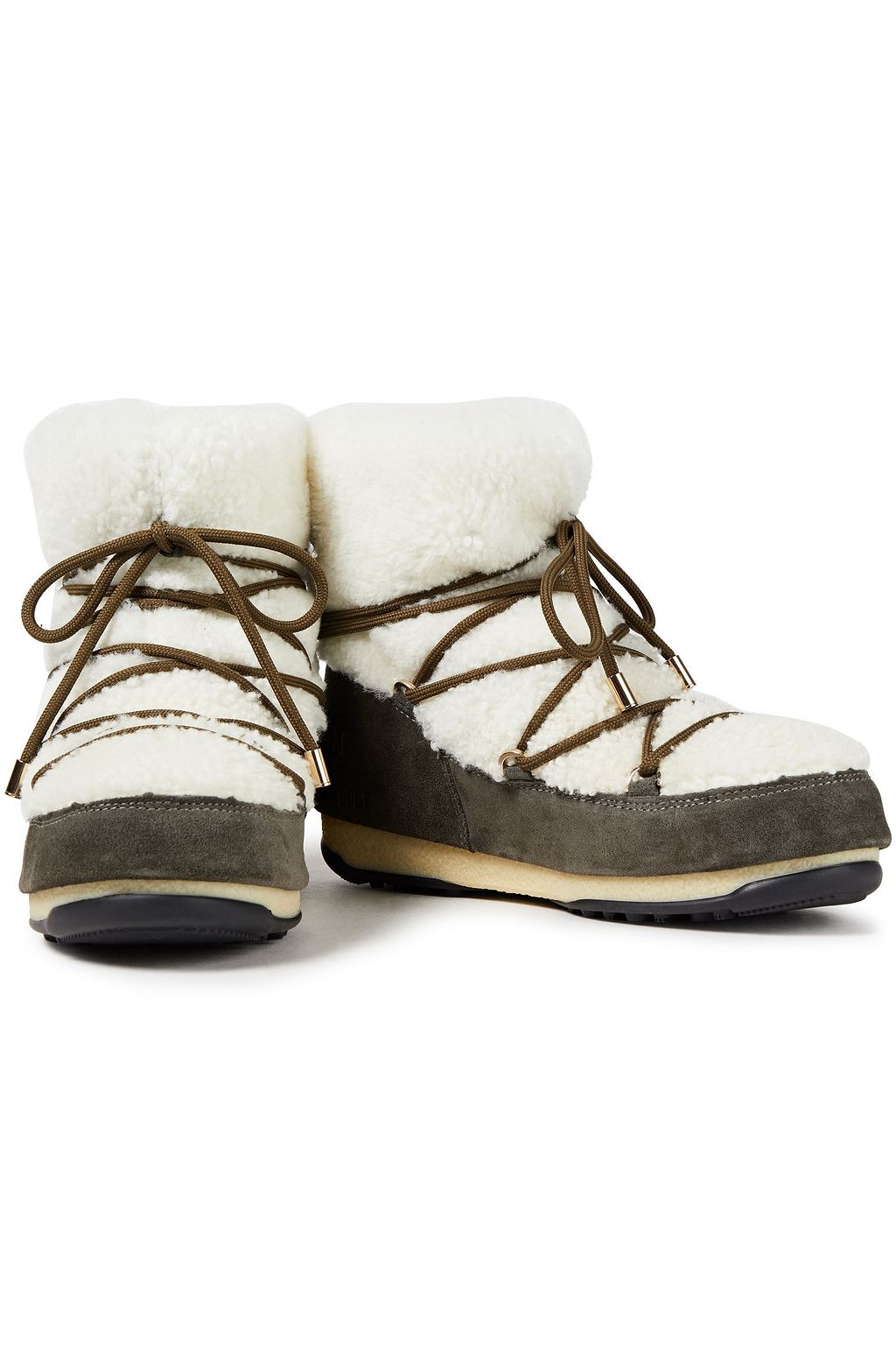 MOON BOOT Lace-up shearling and suede snow boots