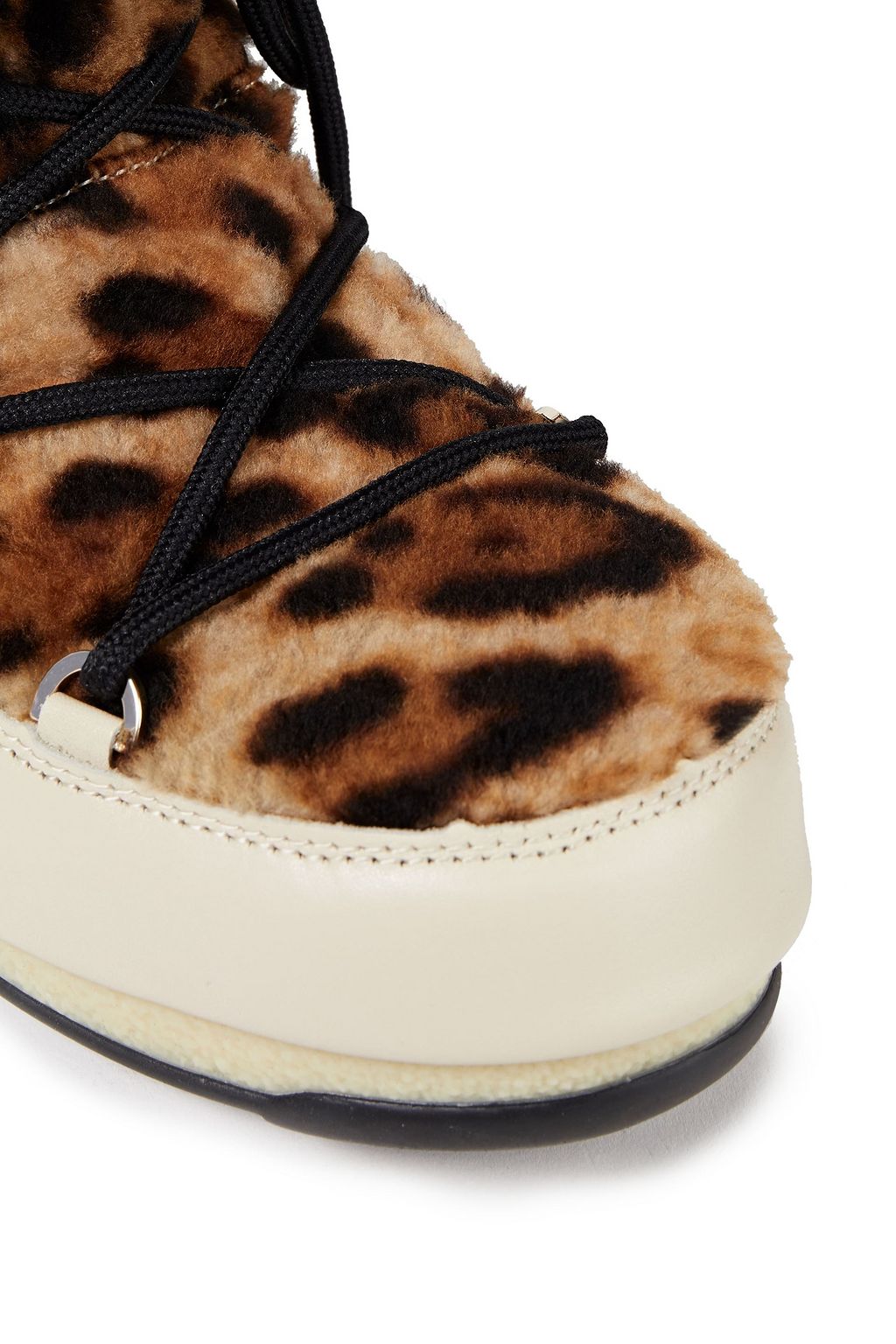 MOON BOOT Lace-up leopard-print shearling and leather snow boots