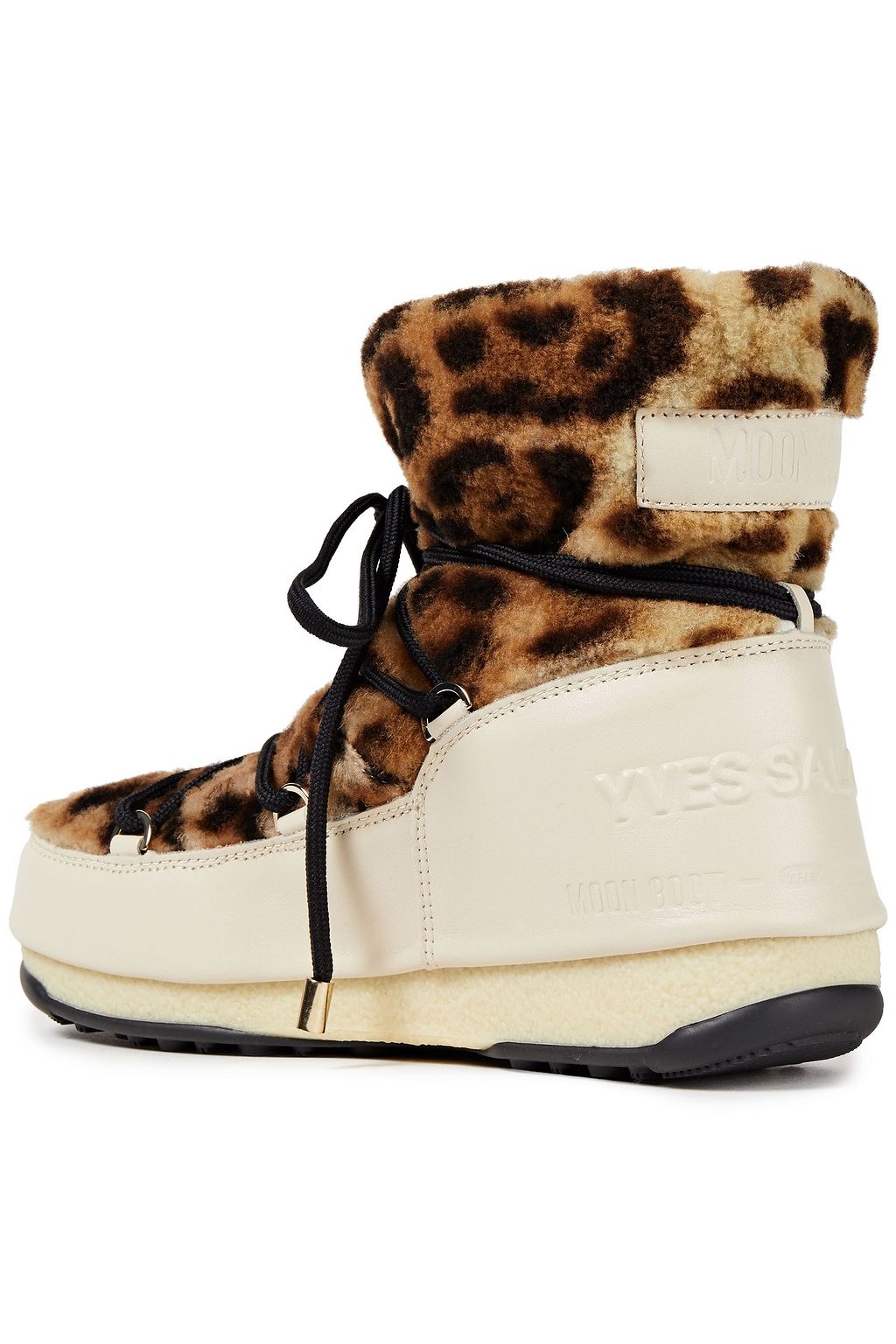 MOON BOOT Lace-up leopard-print shearling and leather snow boots