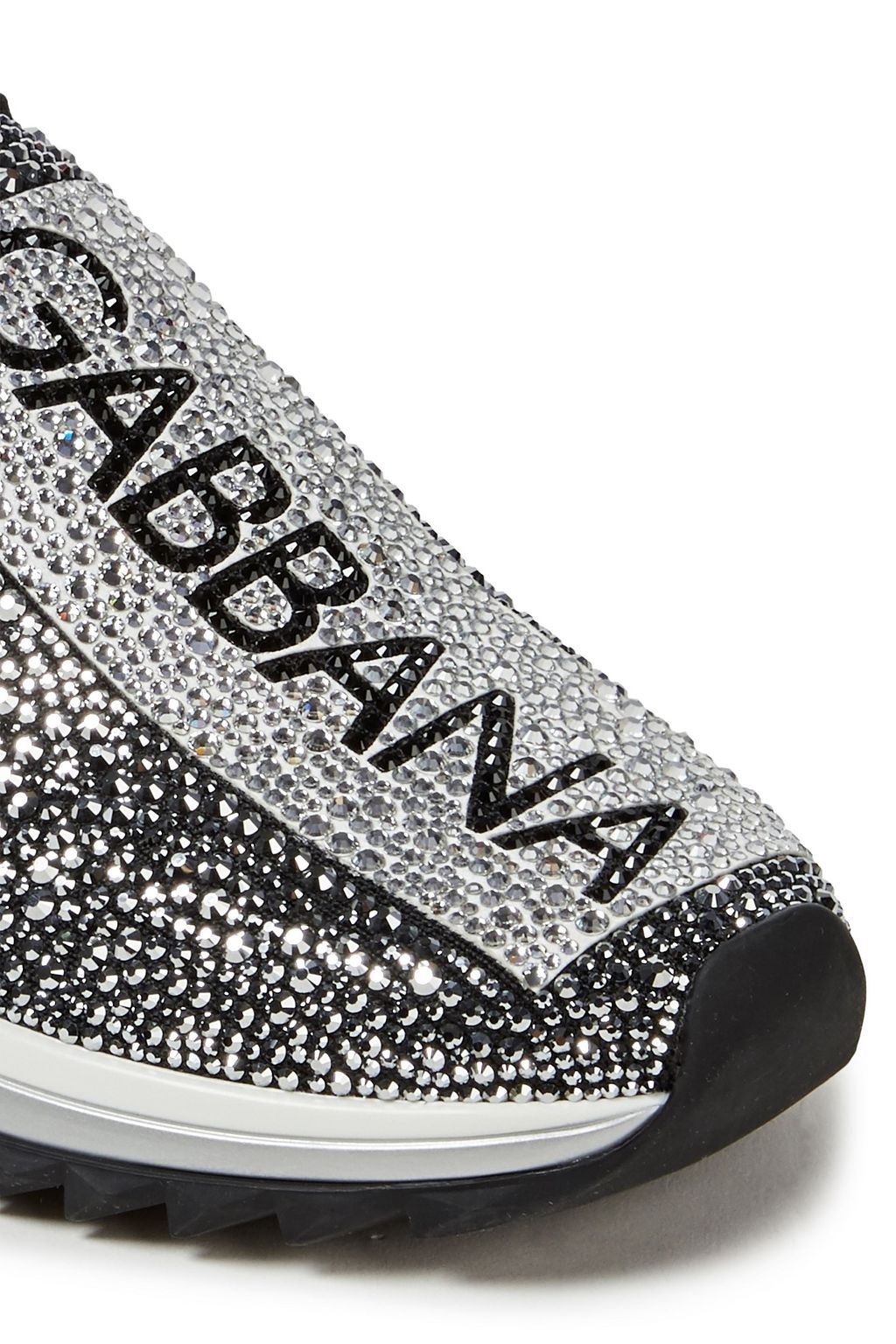 DOLCE&GABBANA Super King crystal-embellished stretch-knit slip-on sneakers