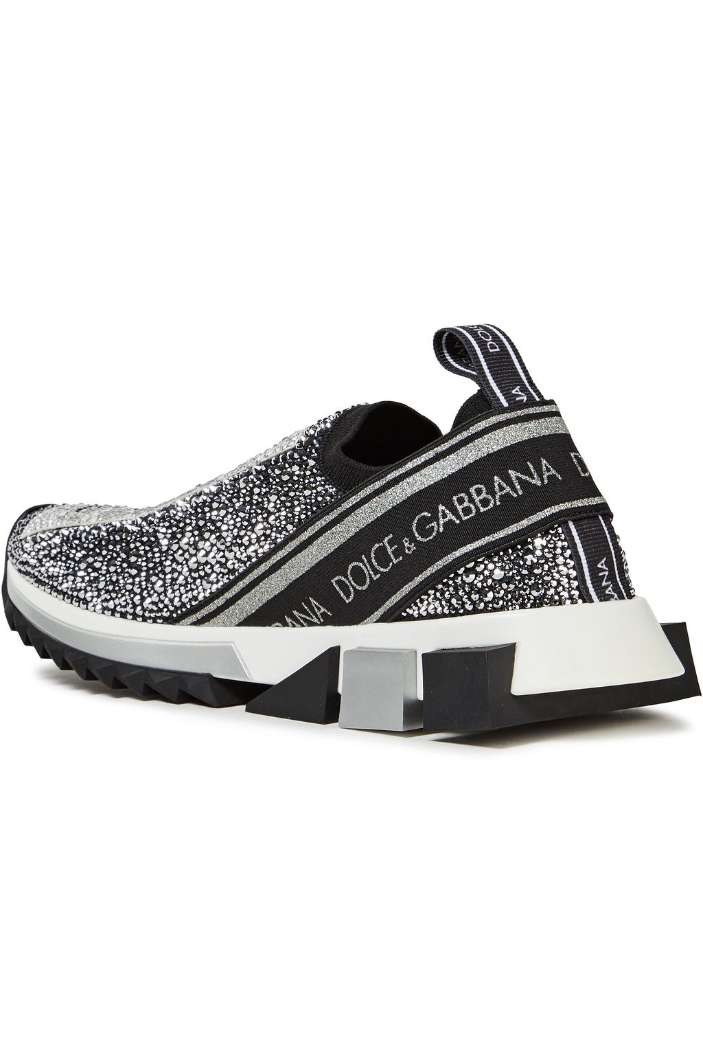 DOLCE&GABBANA Super King crystal-embellished stretch-knit slip-on sneakers