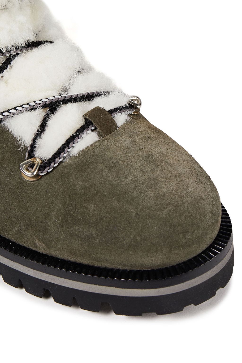 YVES SALOMON Lace-up shearling-trimmed cotton-twill and suede snow boots