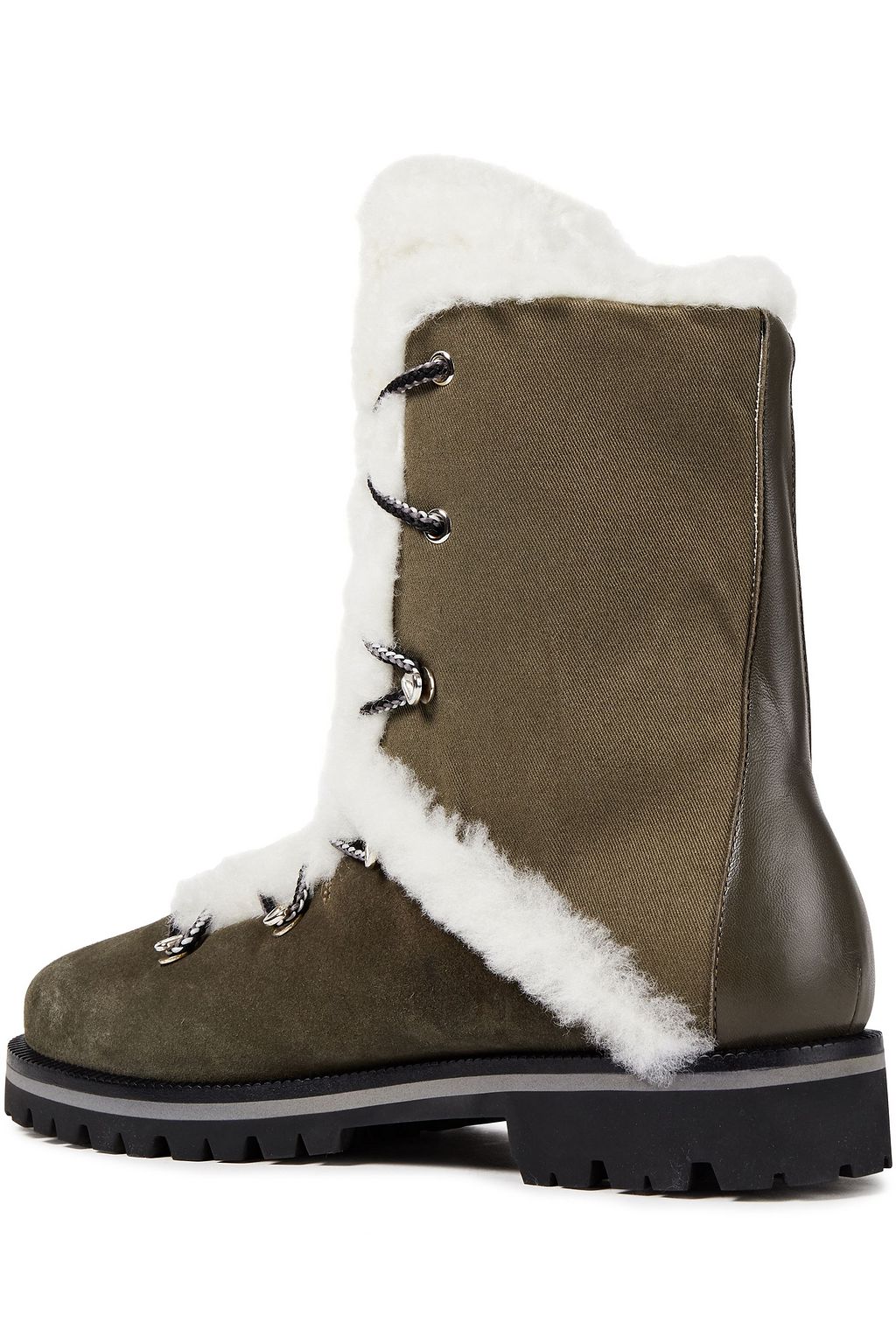 YVES SALOMON Lace-up shearling-trimmed cotton-twill and suede snow boots