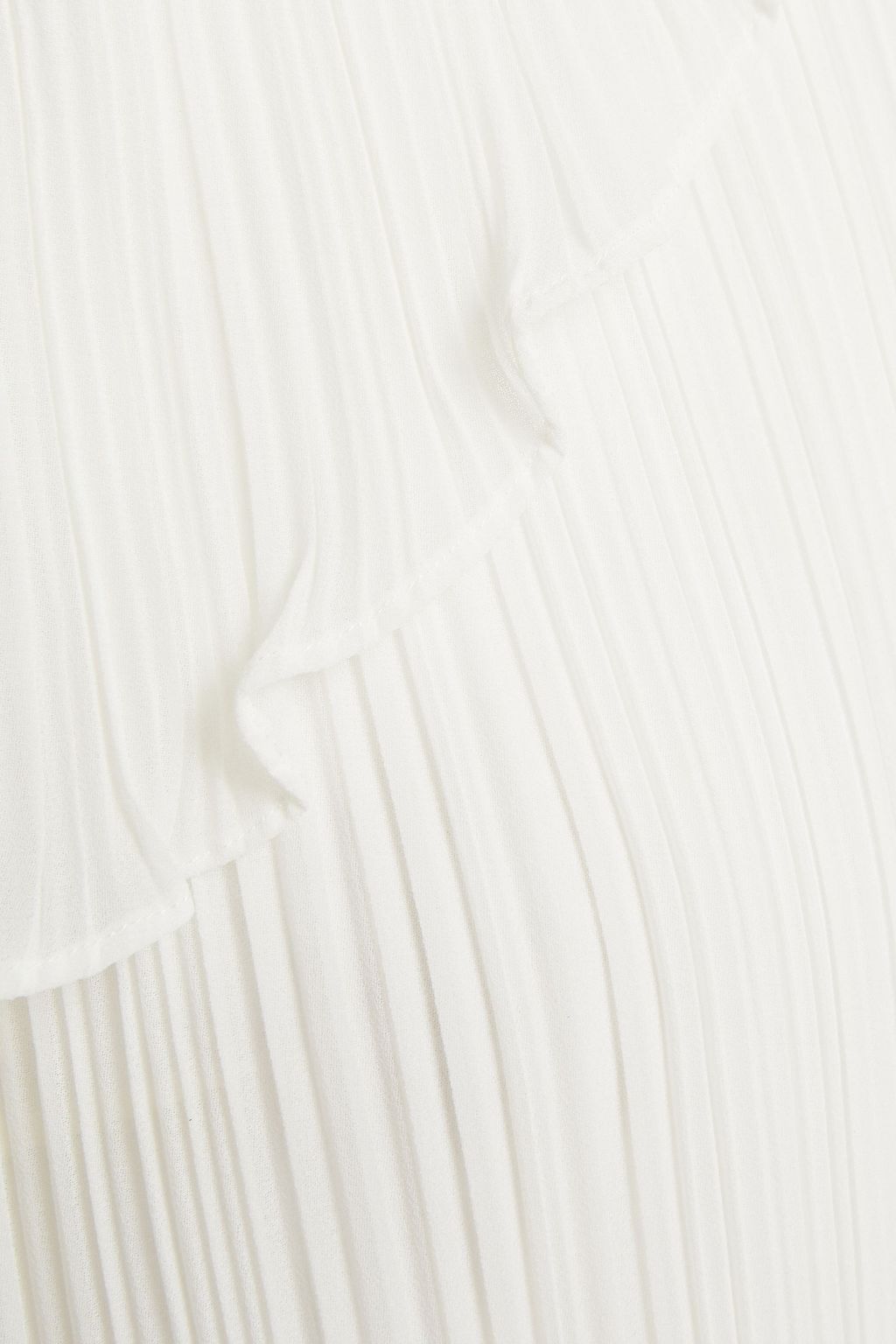 HALSTON Ruffled plissé-crepe top
