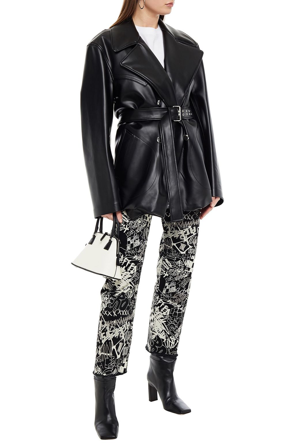 MAISON MARGIELA Double-breasted belted faux leather jacket