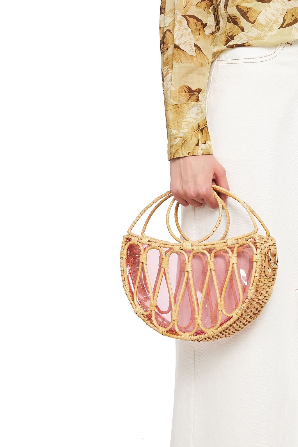 ZIMMERMANN Cane leather-trimmed rattan and PVC shoulder bag
