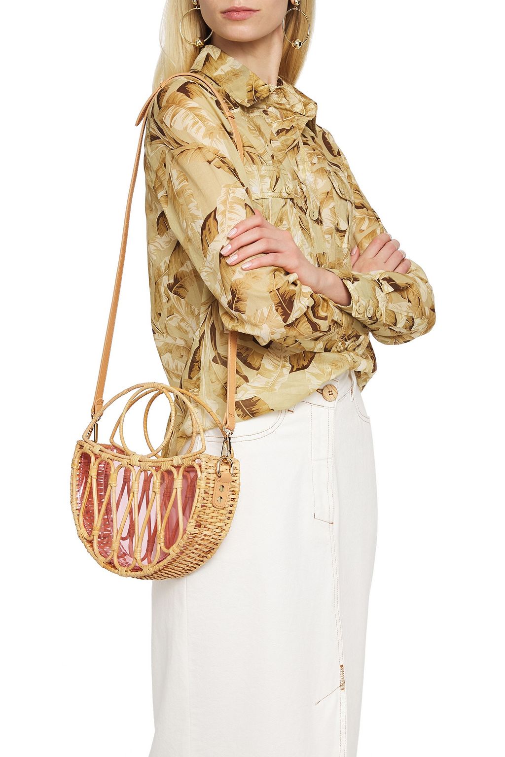 ZIMMERMANN Cane leather-trimmed rattan and PVC shoulder bag