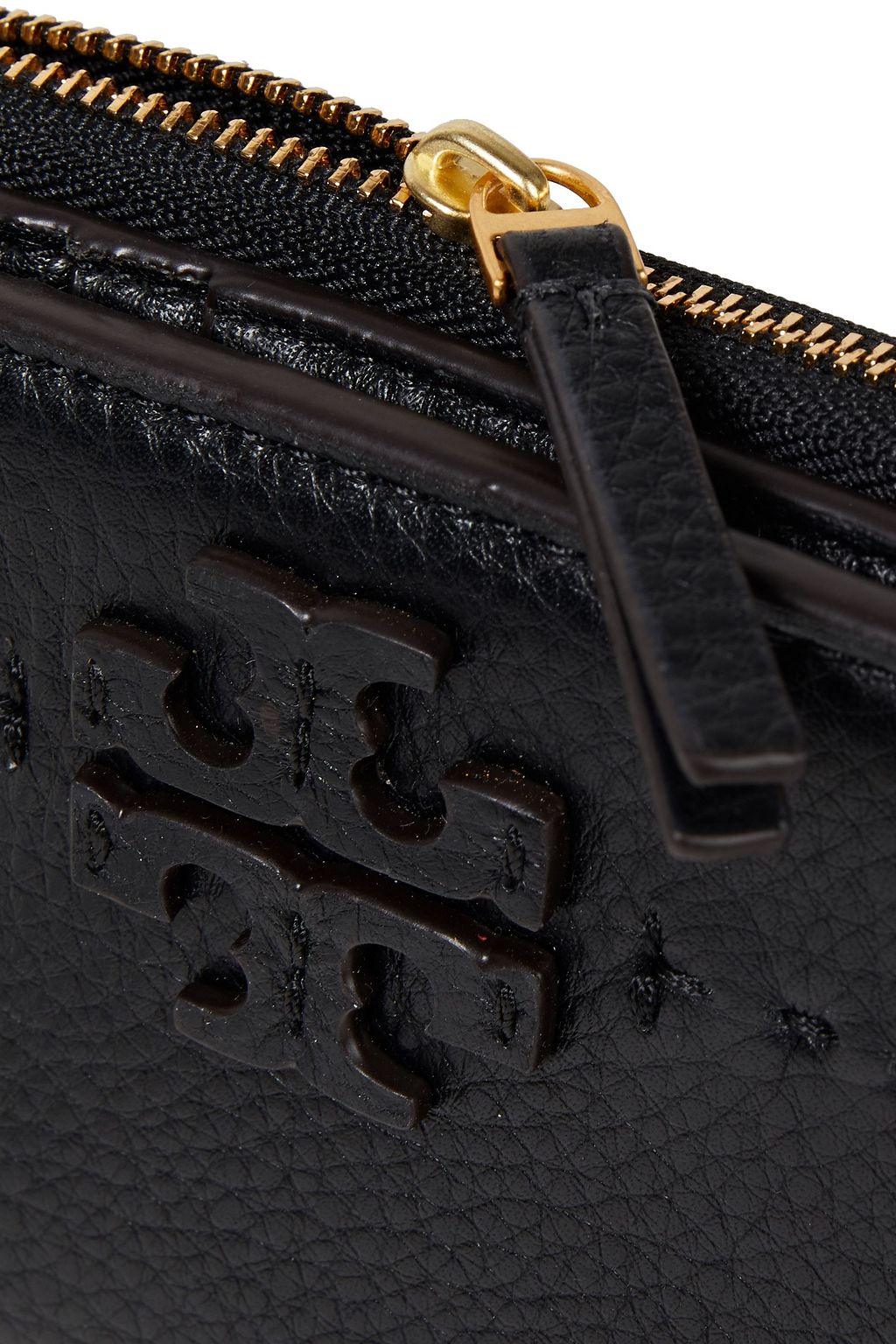 TORY BURCH Logo-appliquéd textured-leather wallet
