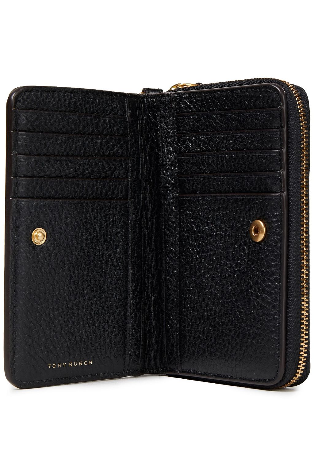 TORY BURCH Logo-appliquéd textured-leather wallet