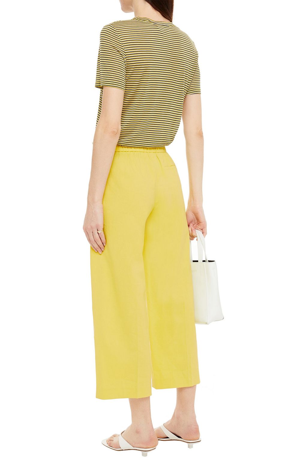 THEORY Cropped linen-blend wide-leg pants