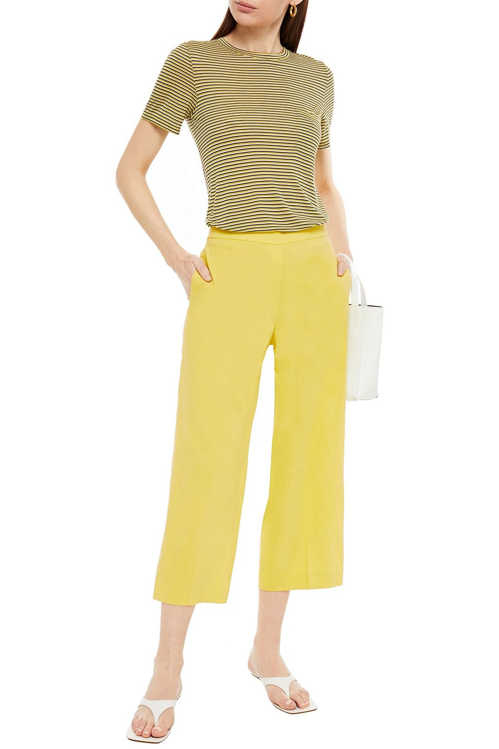THEORY Cropped linen-blend wide-leg pants