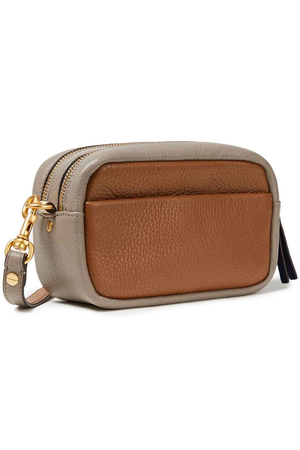 TORY BURCH Appliquéd color-block pebbled-leather shoulder bag