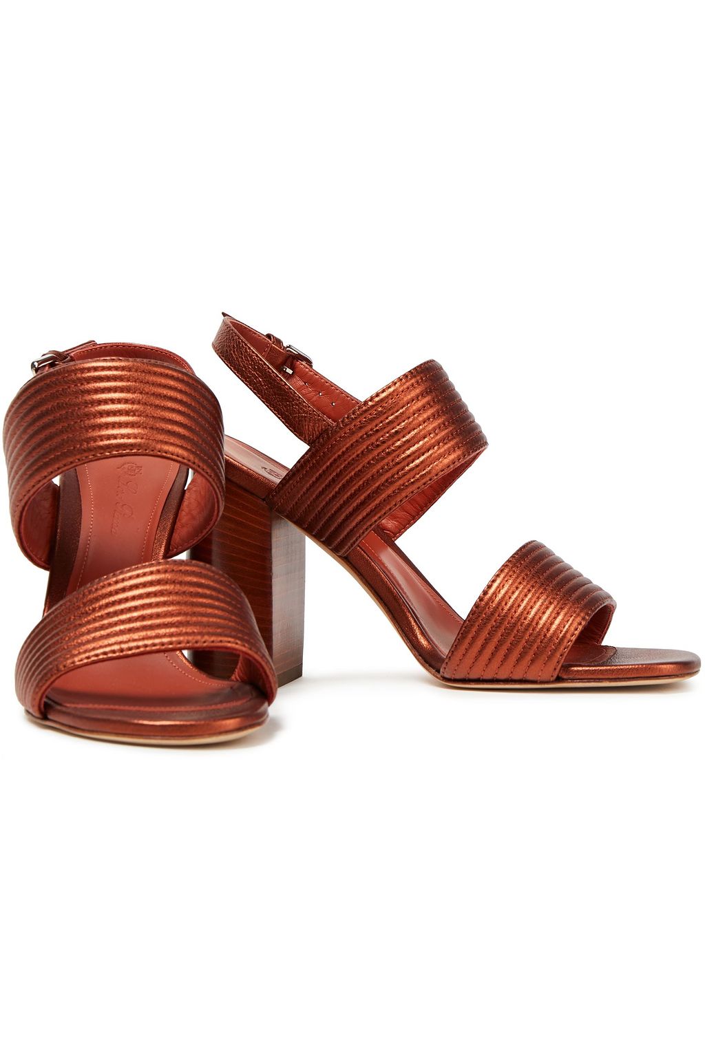 LORO PIANA Akira quilted metallic leather slingback sandals