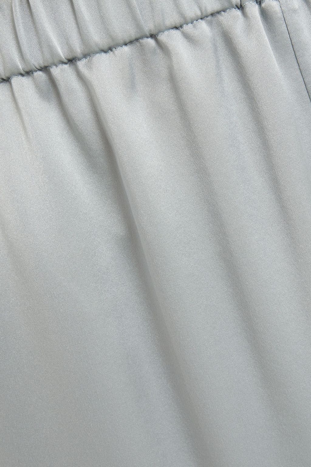 THEORY Gathered washed-silk culottes