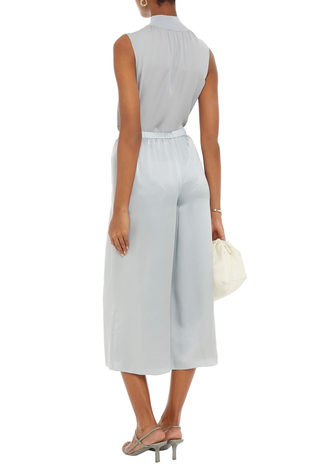 THEORY Gathered washed-silk culottes