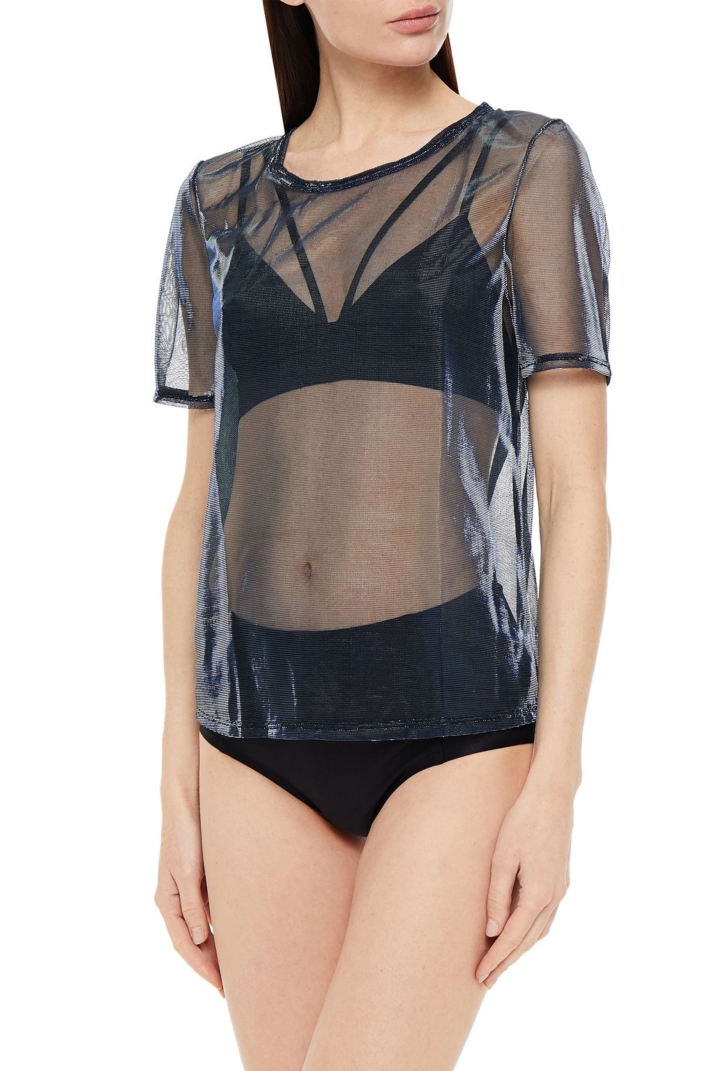 COSABELLA Bisou holographic mesh and stretch-jersey T-shirt and bralette set