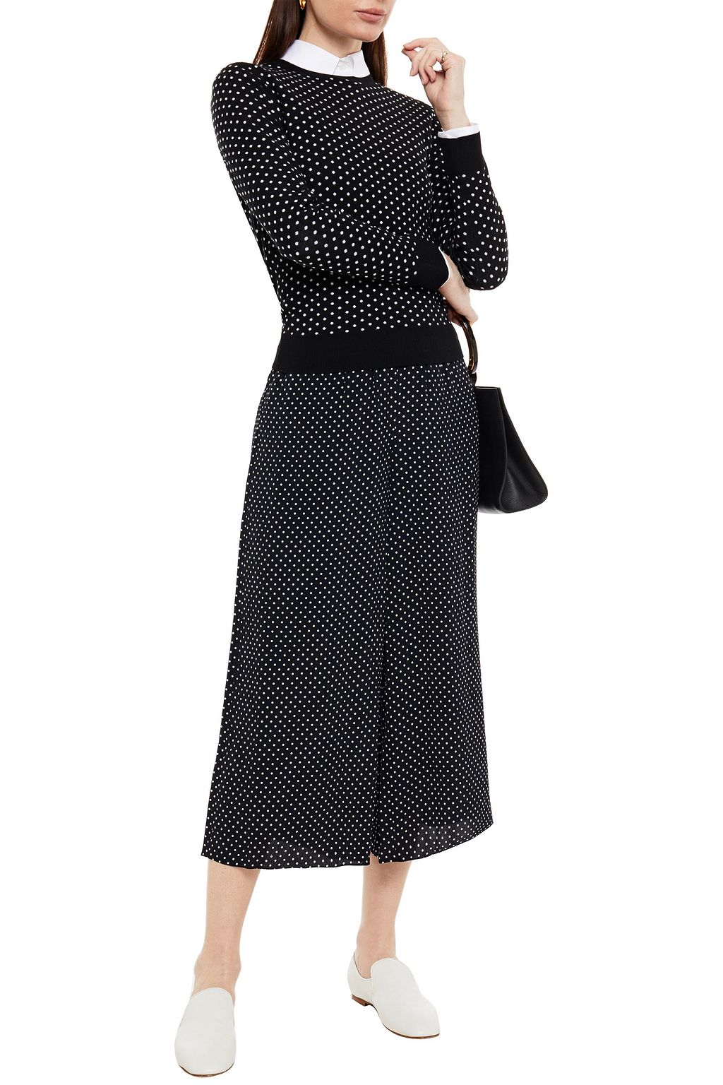THEORY Polka-dot crepe culottes