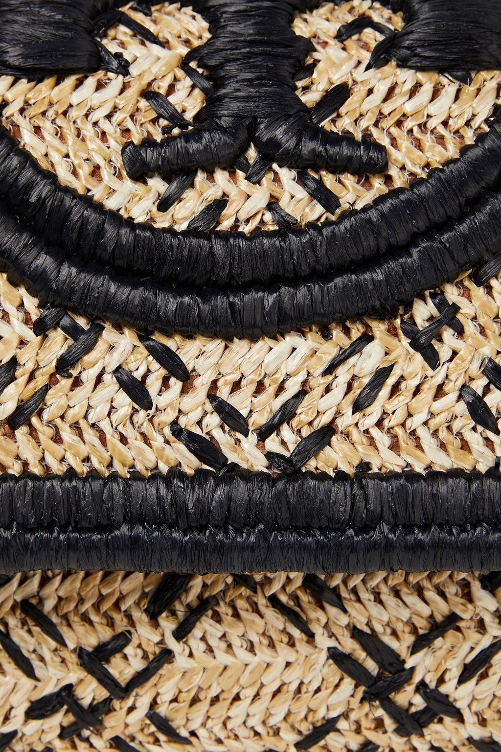 TORY BURCH Fleming embroidered raffia clutch