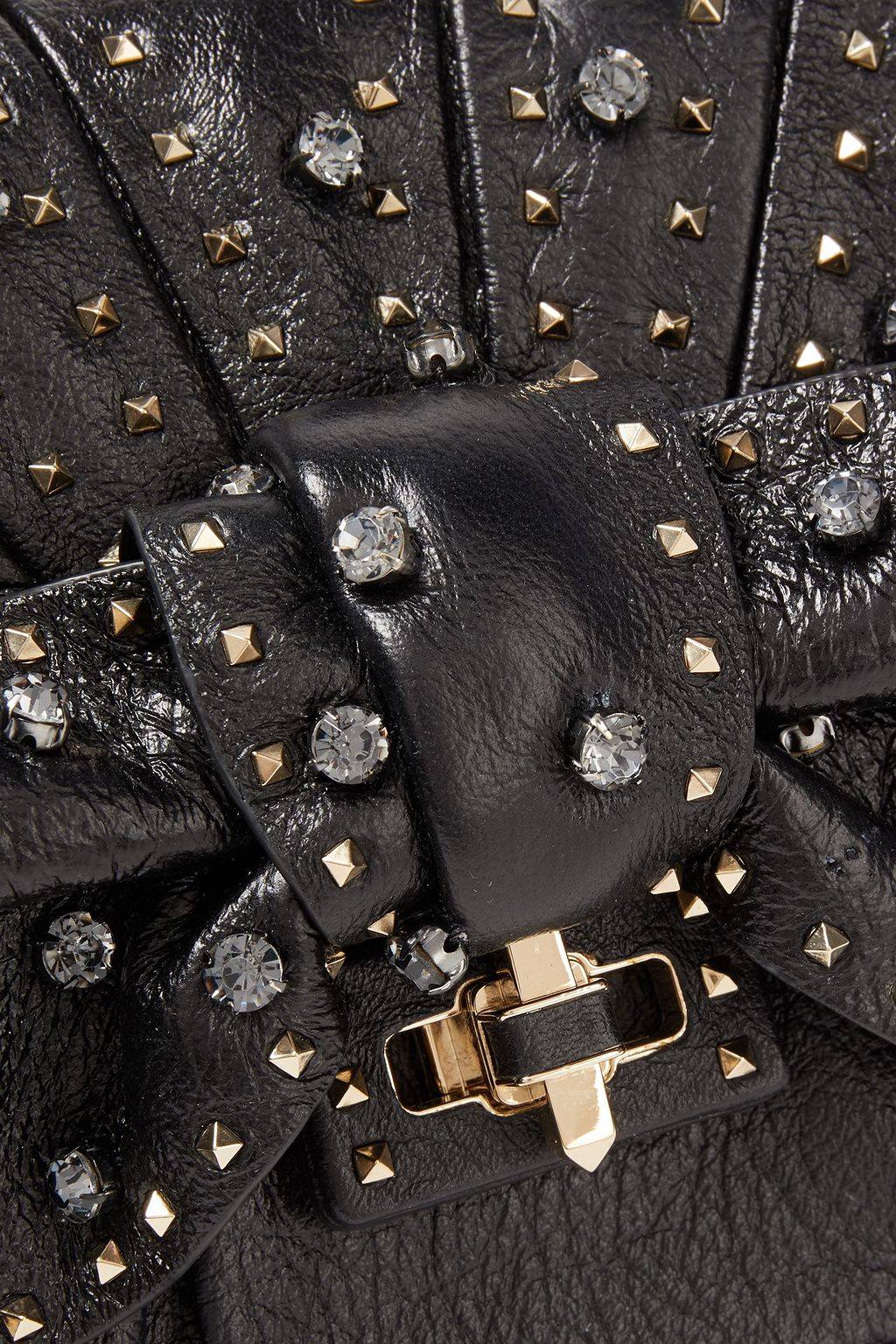 VALENTINO GARAVANI Embellished textured-leather clutch