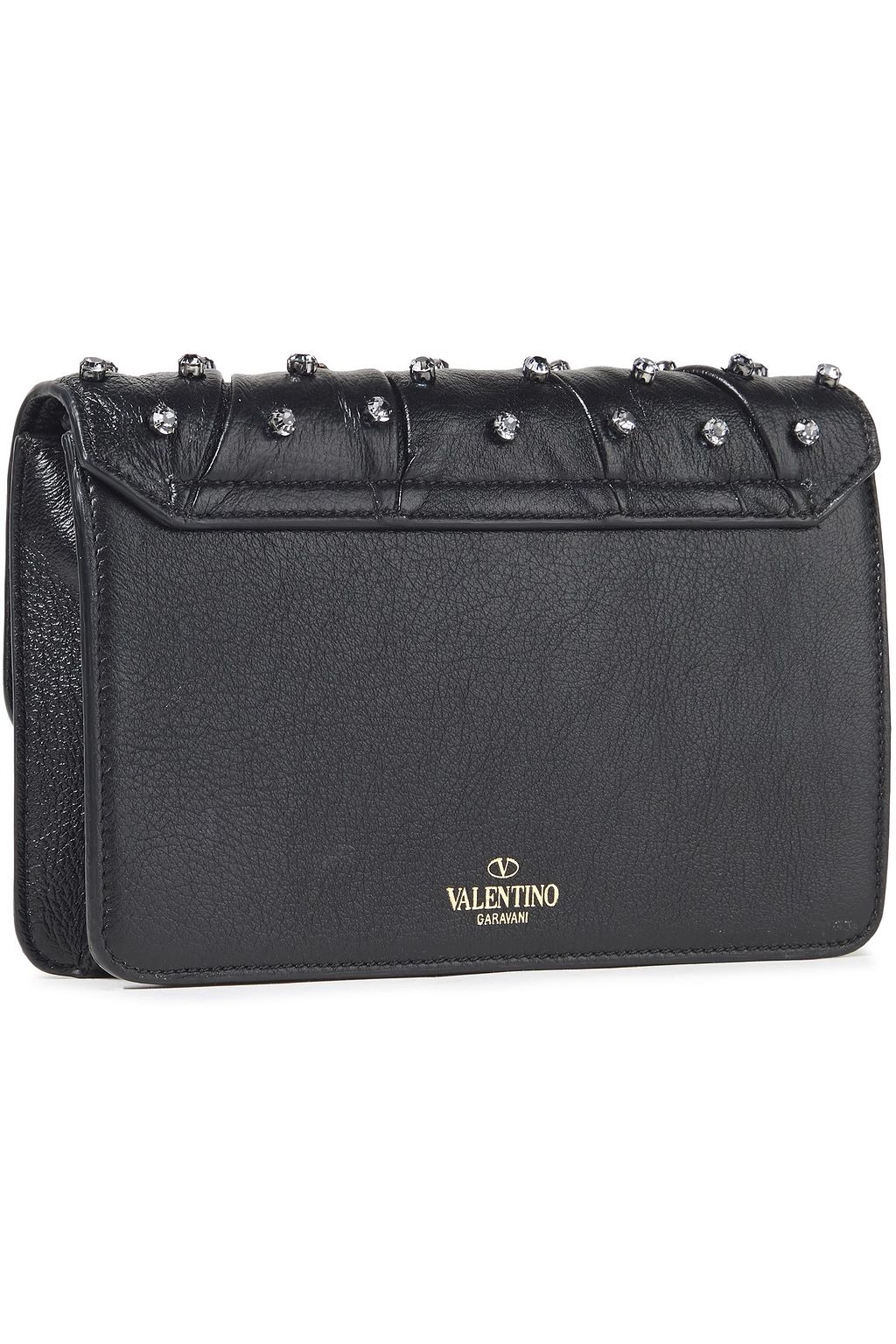 VALENTINO GARAVANI Embellished textured-leather clutch