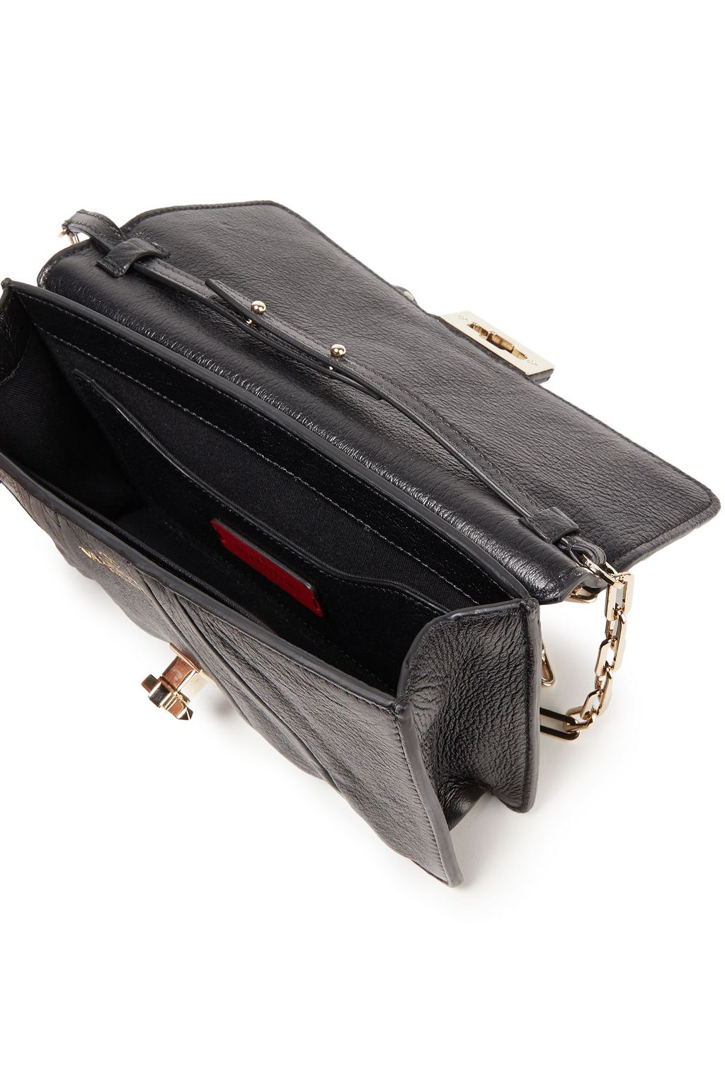 VALENTINO GARAVANI Embellished textured-leather clutch