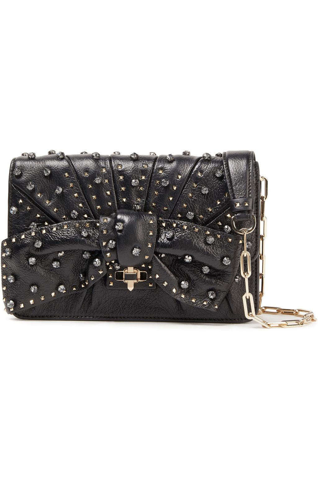 VALENTINO GARAVANI Embellished textured-leather clutch
