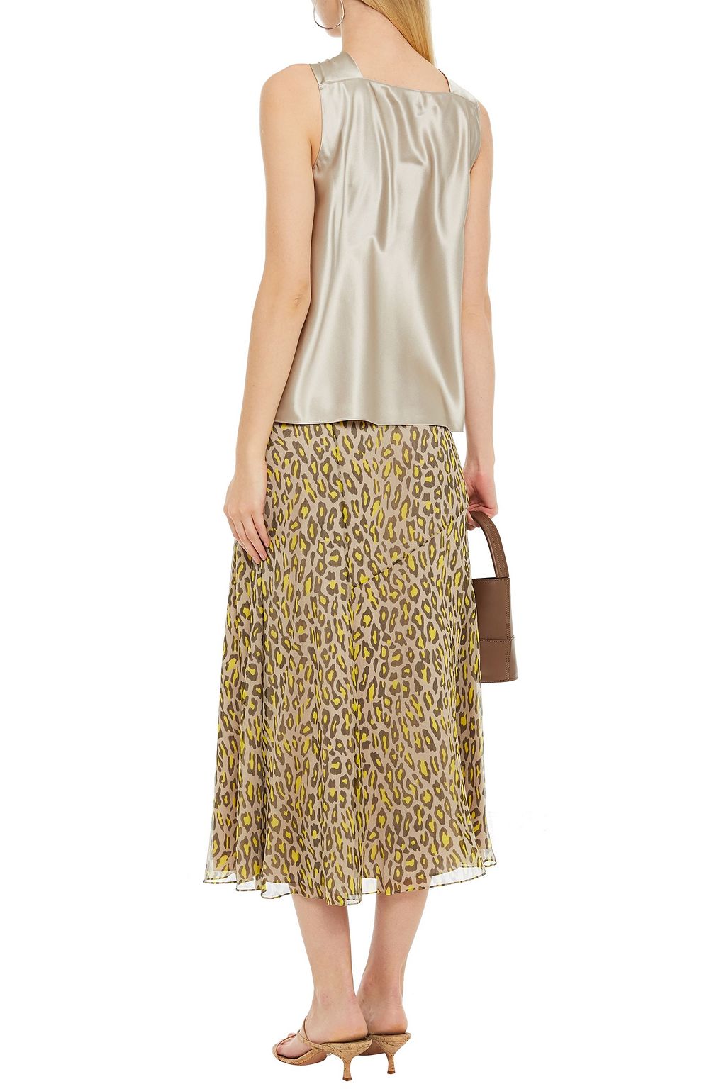 THEORY Leopard-print silk-georgette midi skirt