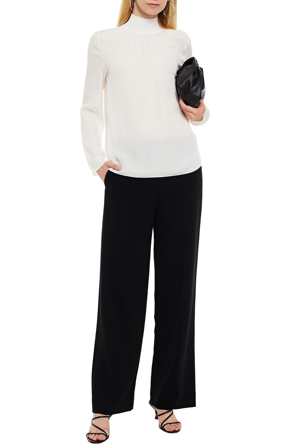 Theory Crepe Wide-leg Trousers In Black
