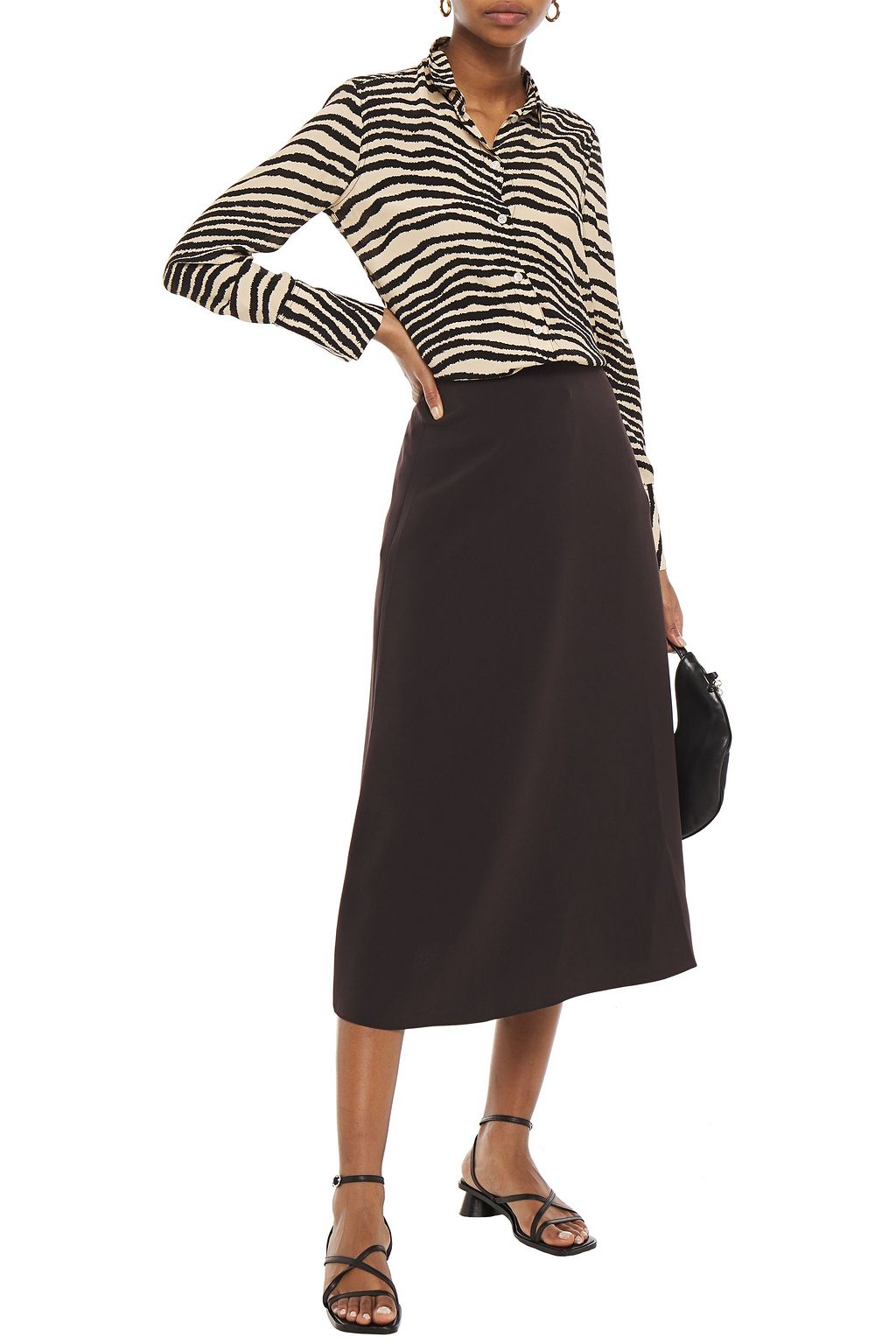 THEORY Stretch-crepe midi skirt
