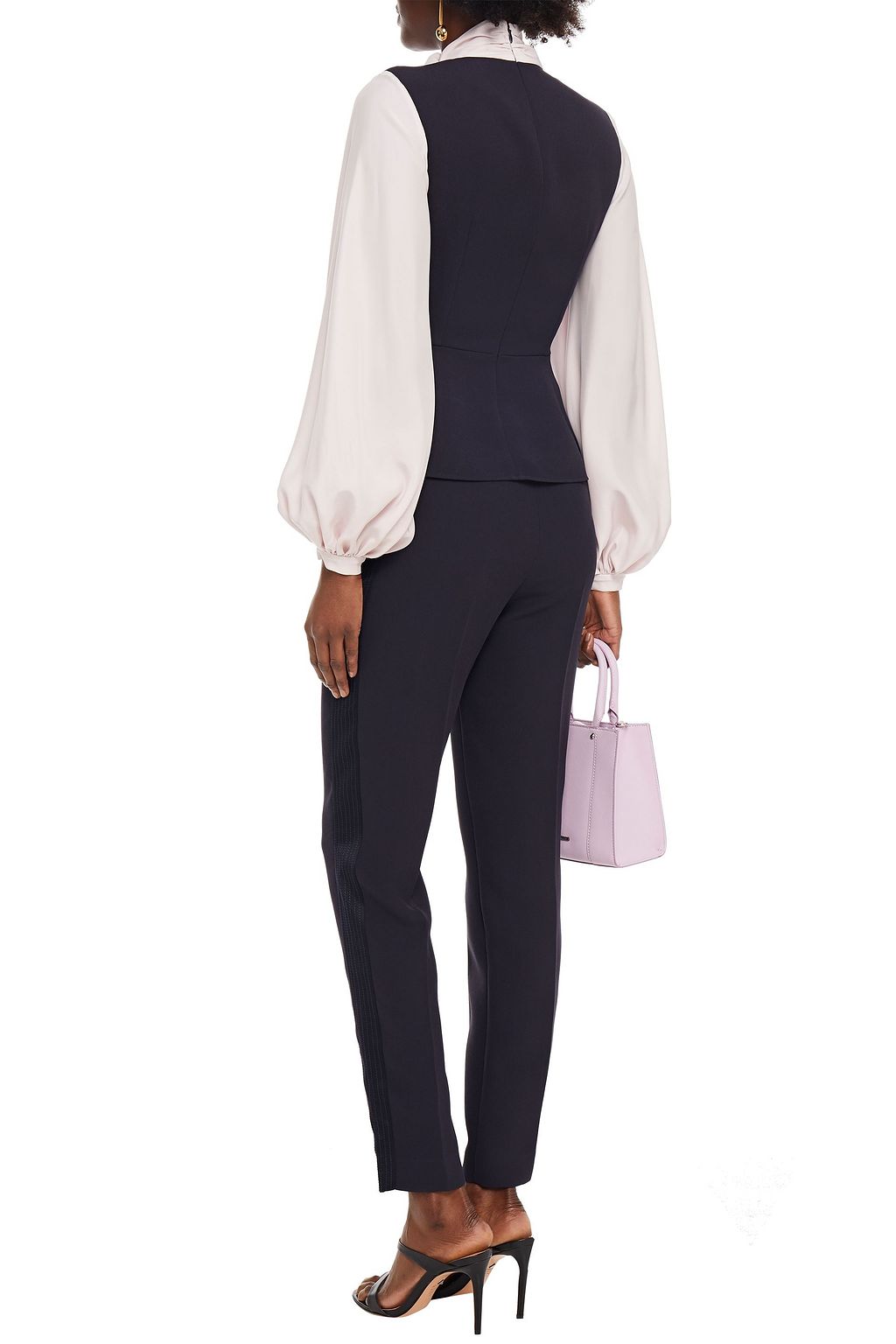 ROKSANDA Satin-trimmed crepe slim-leg pants