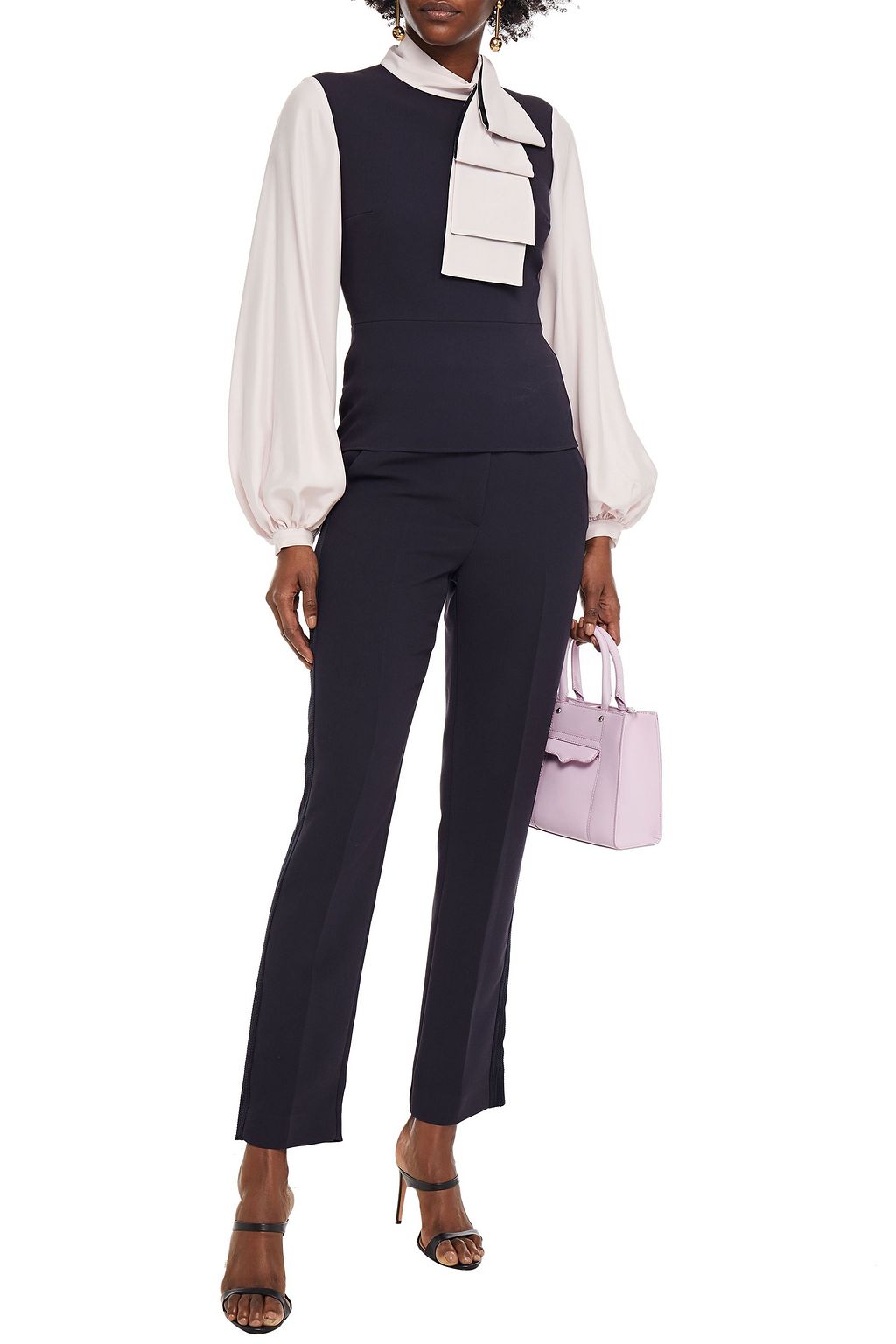 ROKSANDA Satin-trimmed crepe slim-leg pants