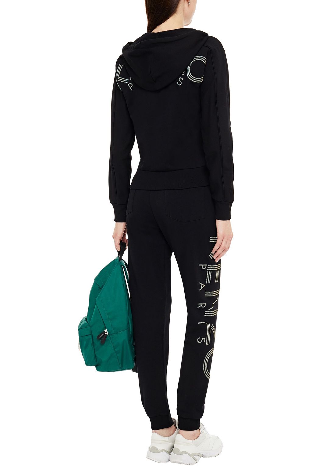 KENZO Glittered printed French cotton-terry track pants