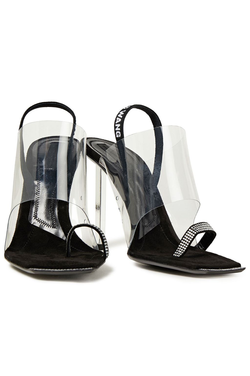 ALEXANDER WANG Crystal-embellished PVC and suede sandals