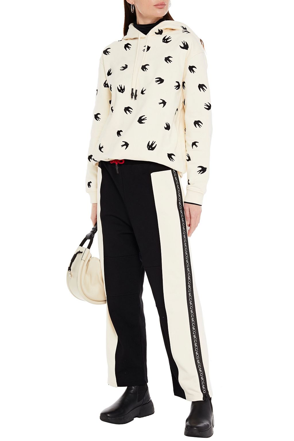 MCQ ALEXANDER MCQUEEN Zweifarbige Track Pants aus Baumwollfrottee mit Print