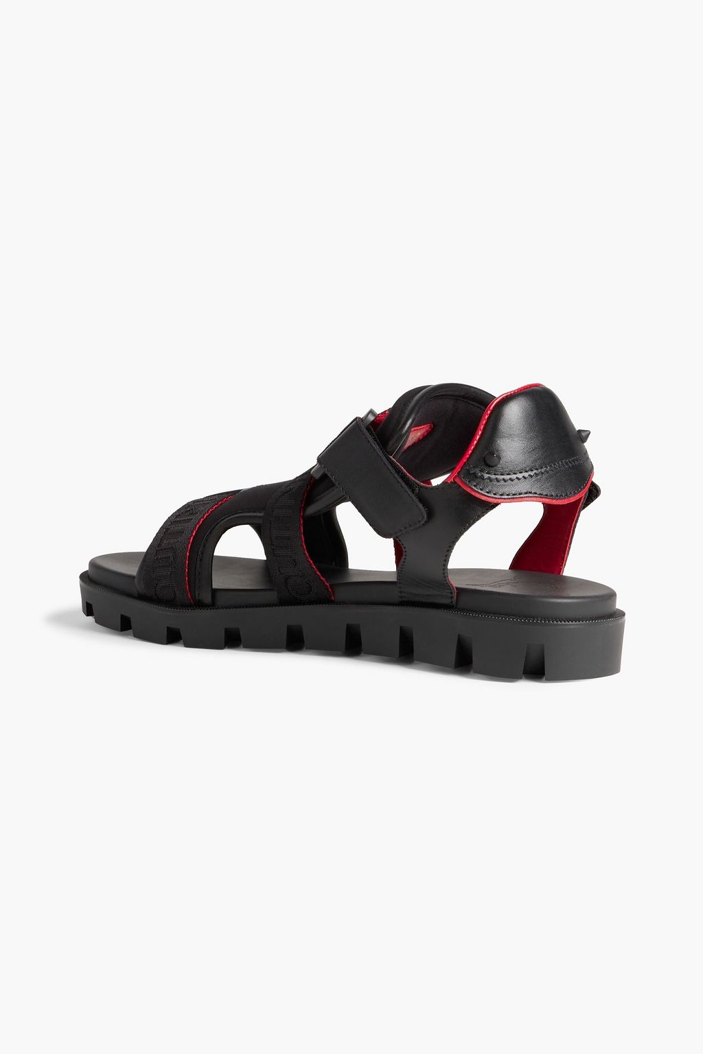 CHRISTIAN LOUBOUTIN Velcrissimo monogram-trimmed neoprene and leather sandals