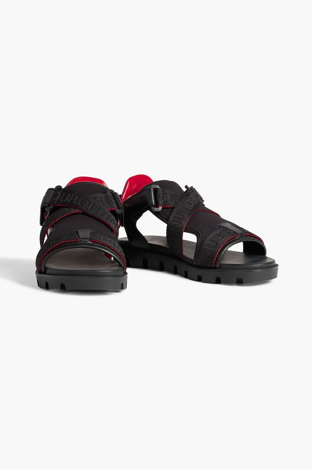 CHRISTIAN LOUBOUTIN Velcrissimo monogram-trimmed neoprene and leather sandals