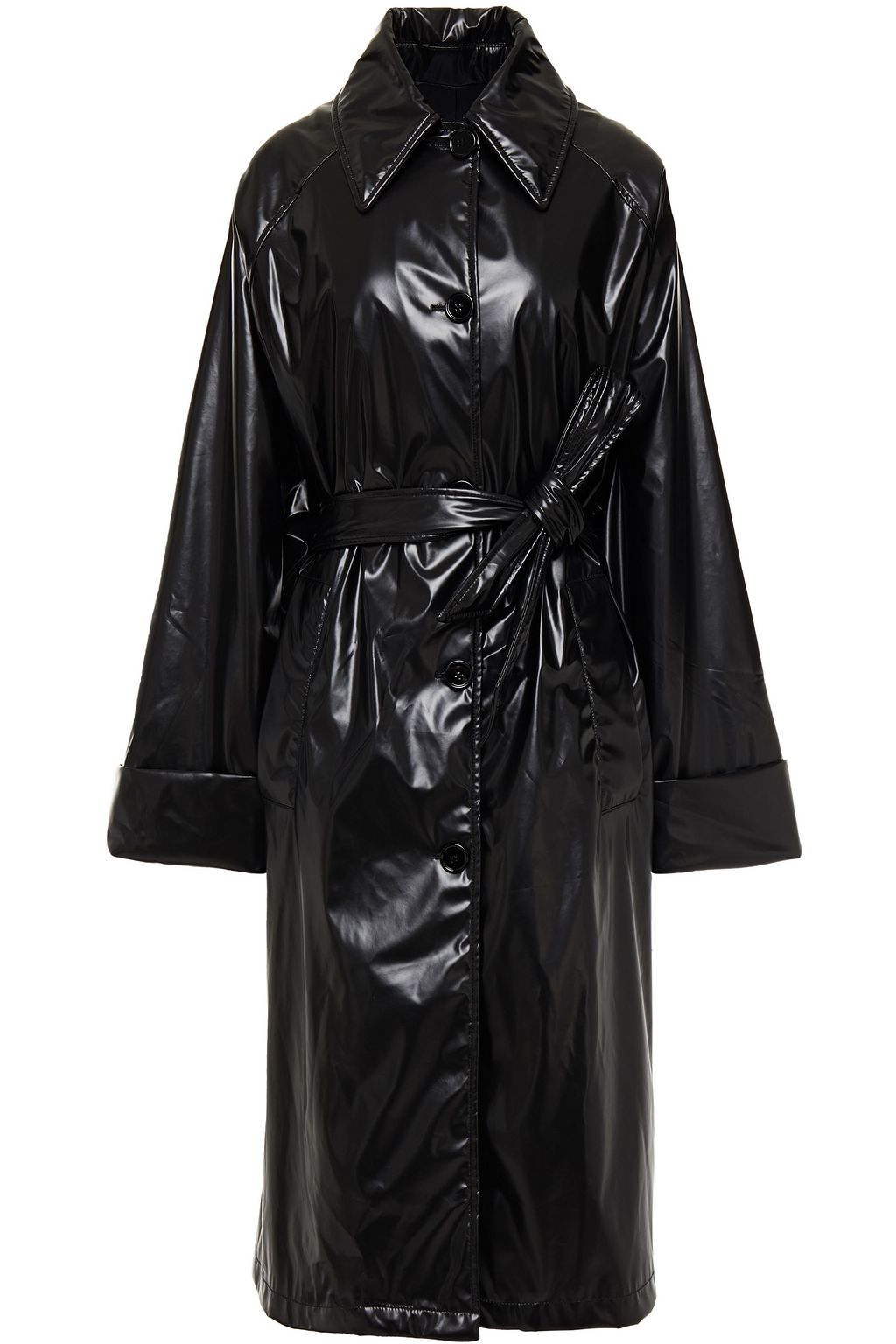 white vinyl trench coat