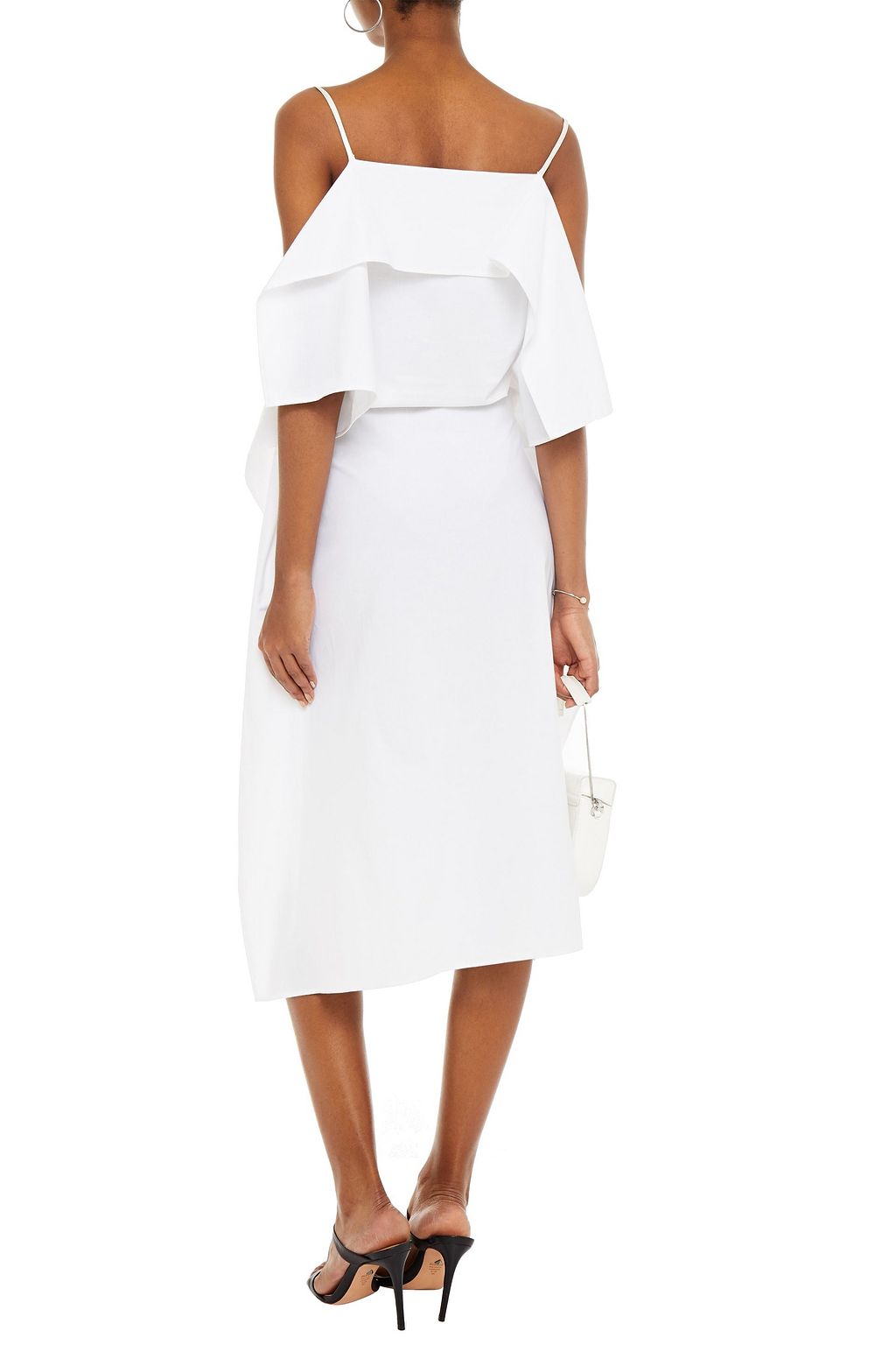 MM6 MAISON MARGIELA Lace-trimmed gathered cotton-poplin dress