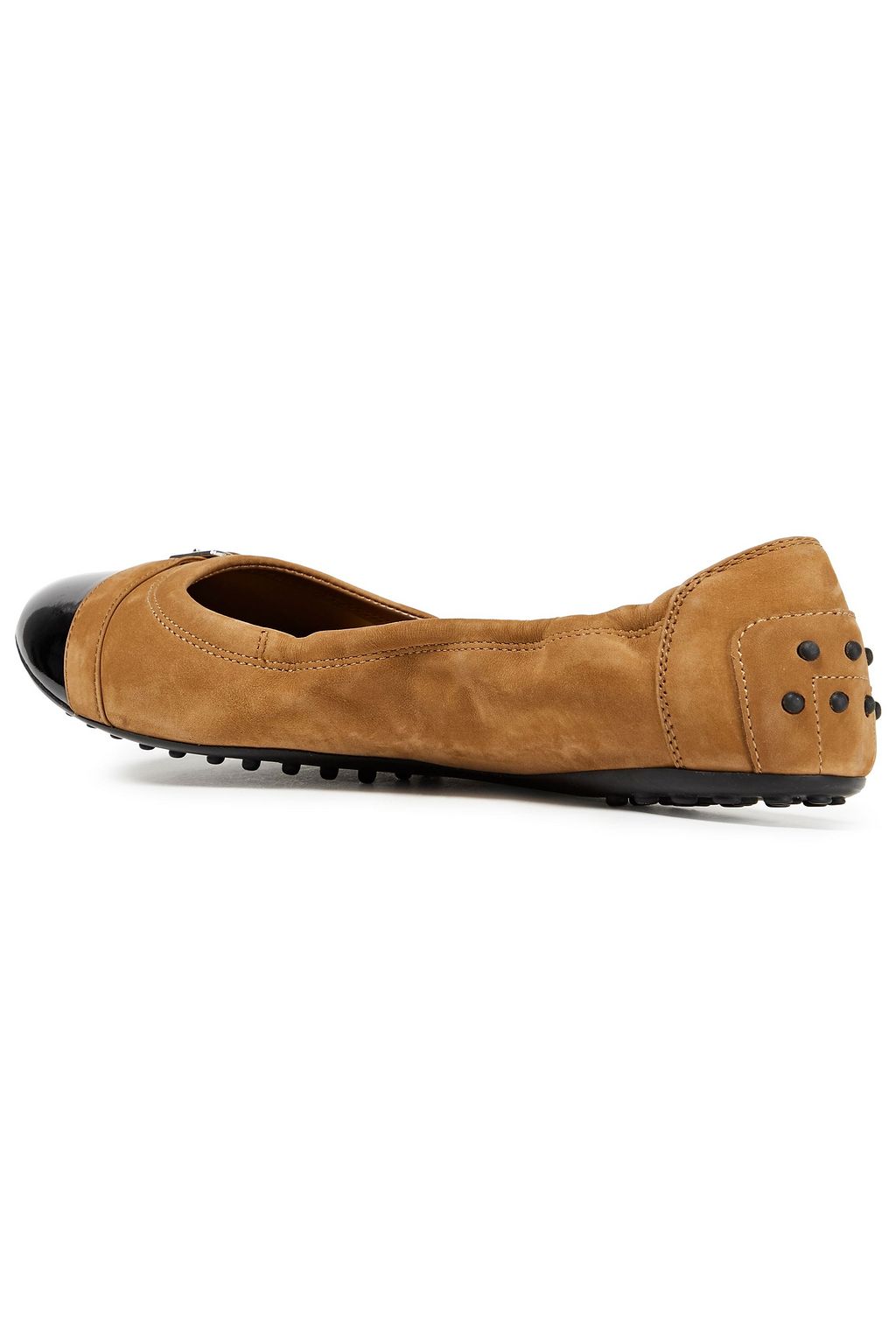 TOD'S Patent leather-trimmed suede ballet flats