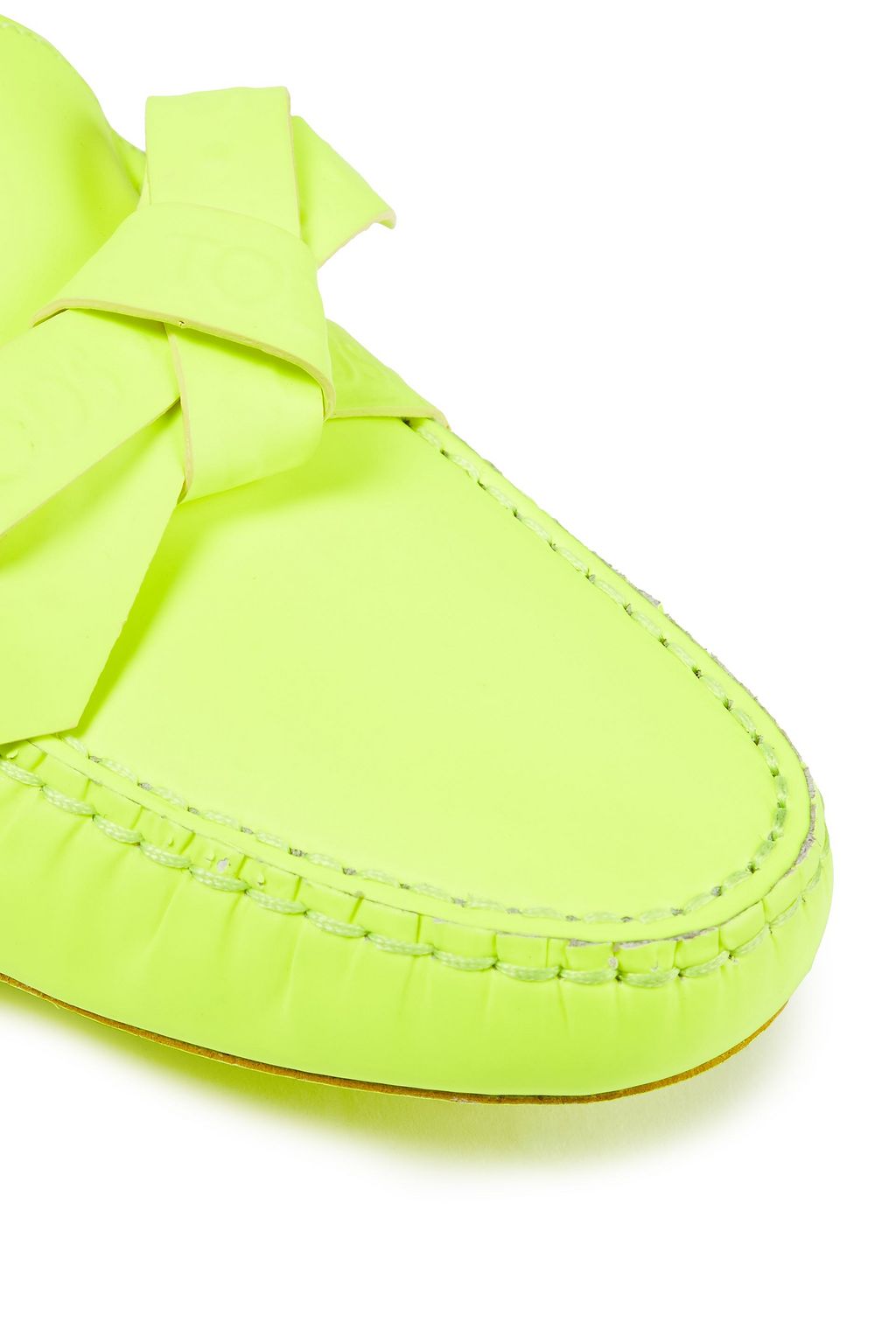 TOD'S Knotted neon leather loafers