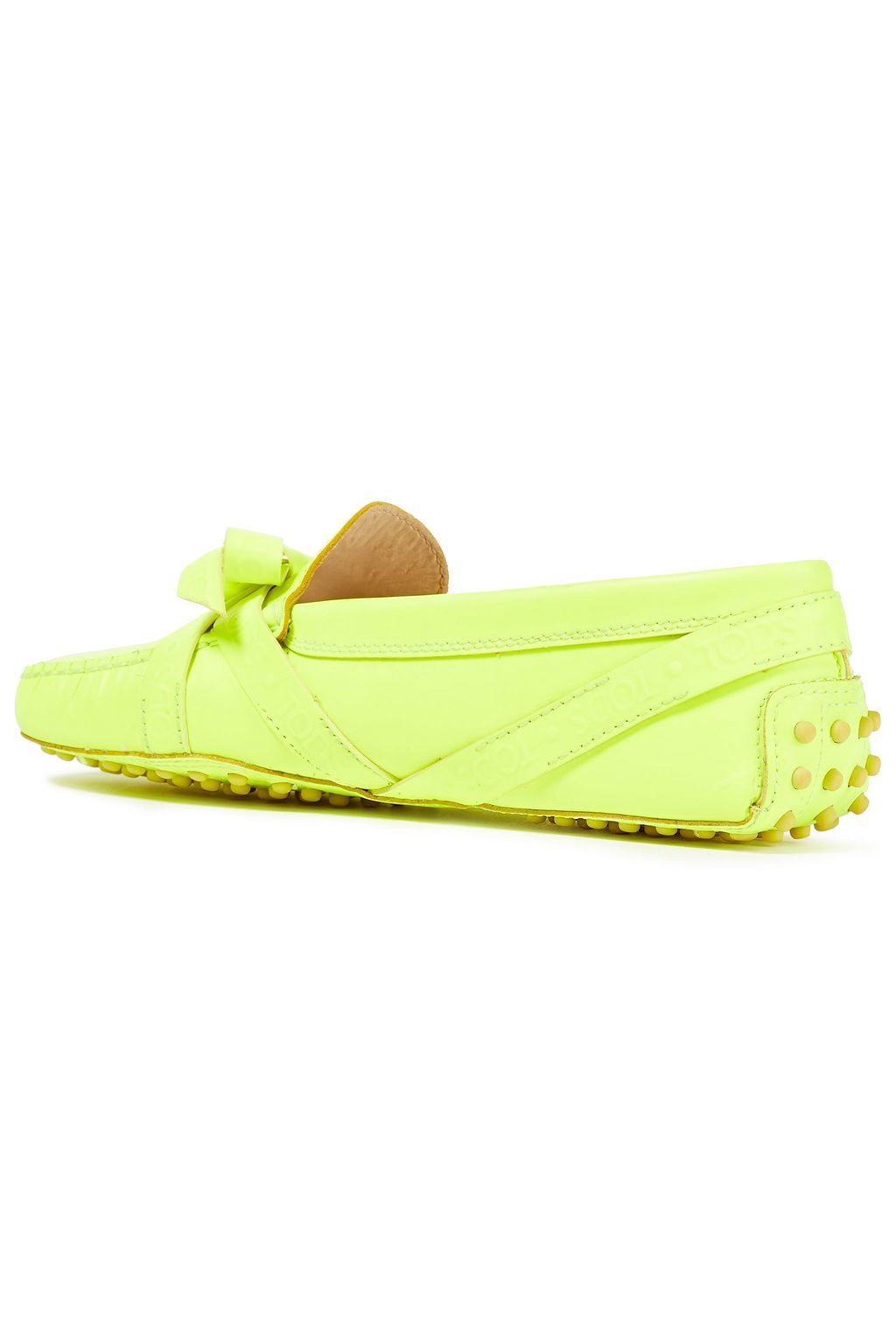 TOD'S Knotted neon leather loafers