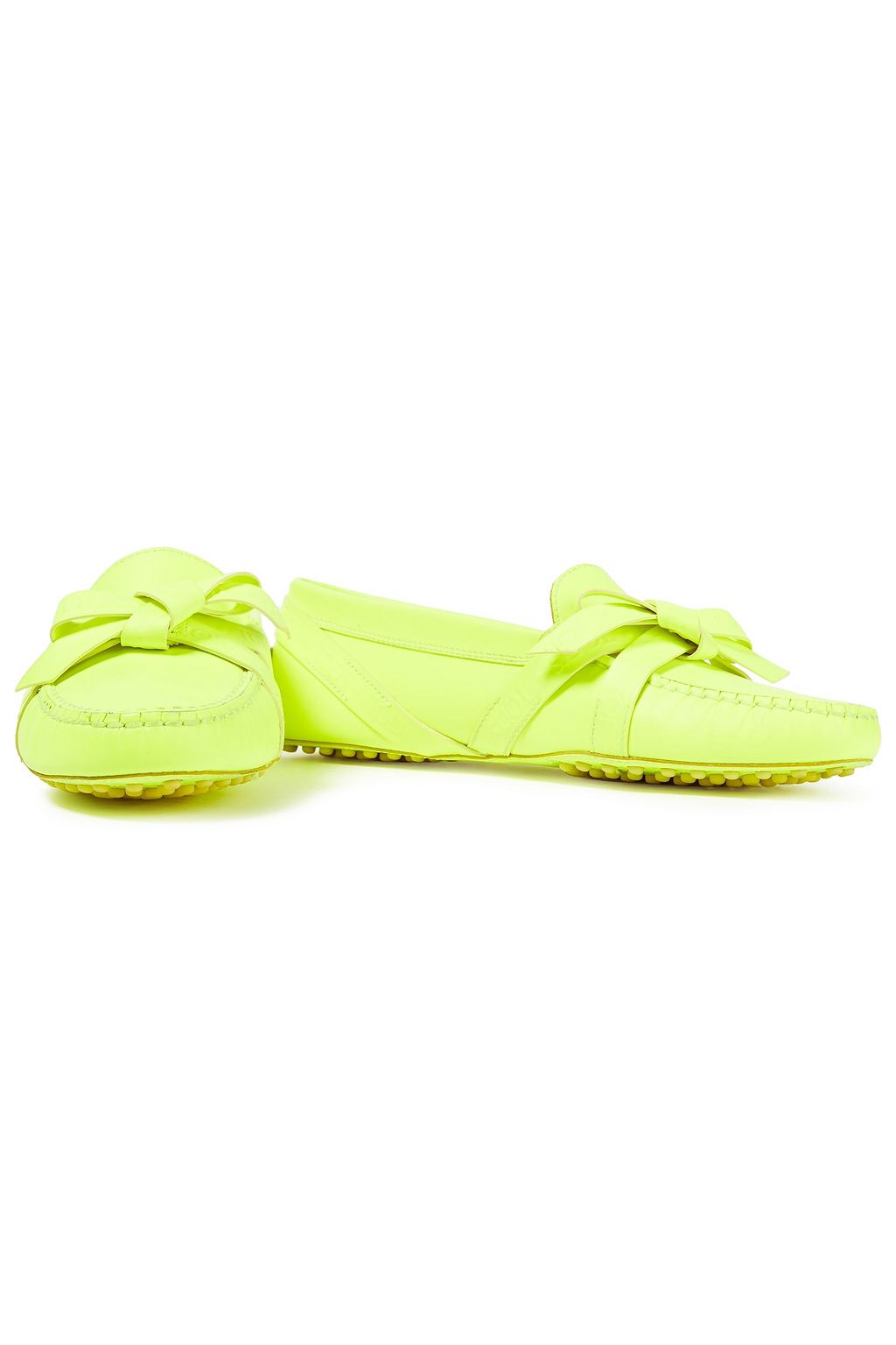 TOD'S Knotted neon leather loafers
