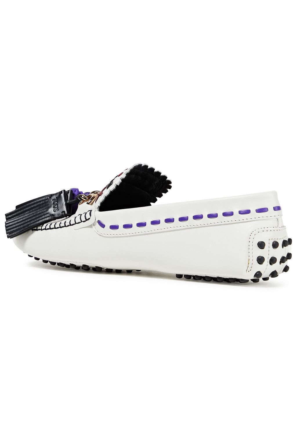 TOD'S Embellished embroidered leather loafers